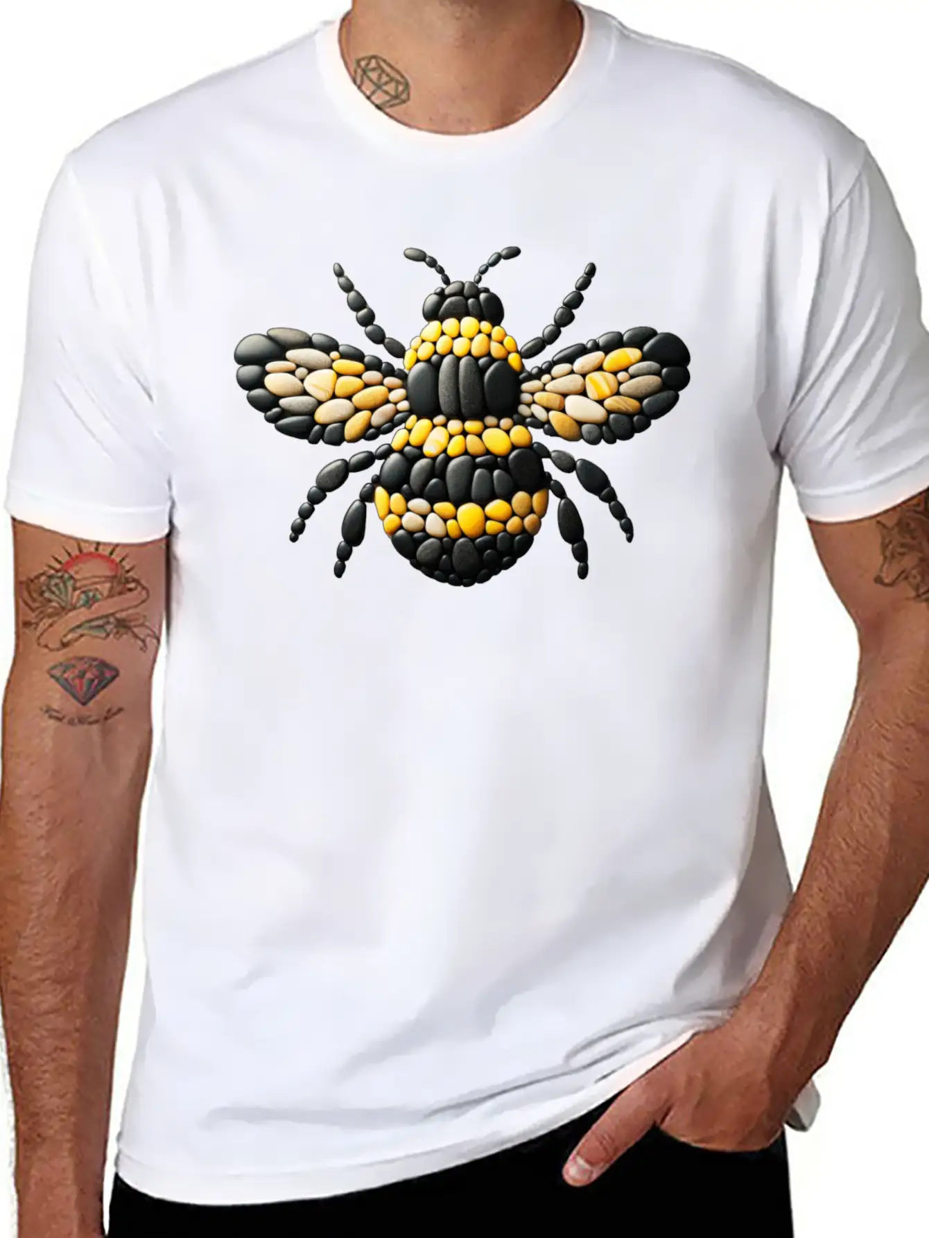 Bumblebee Pebble Artwork Basic Graphic T-Shirt ¨C Daily Comfort In Soft Cotton