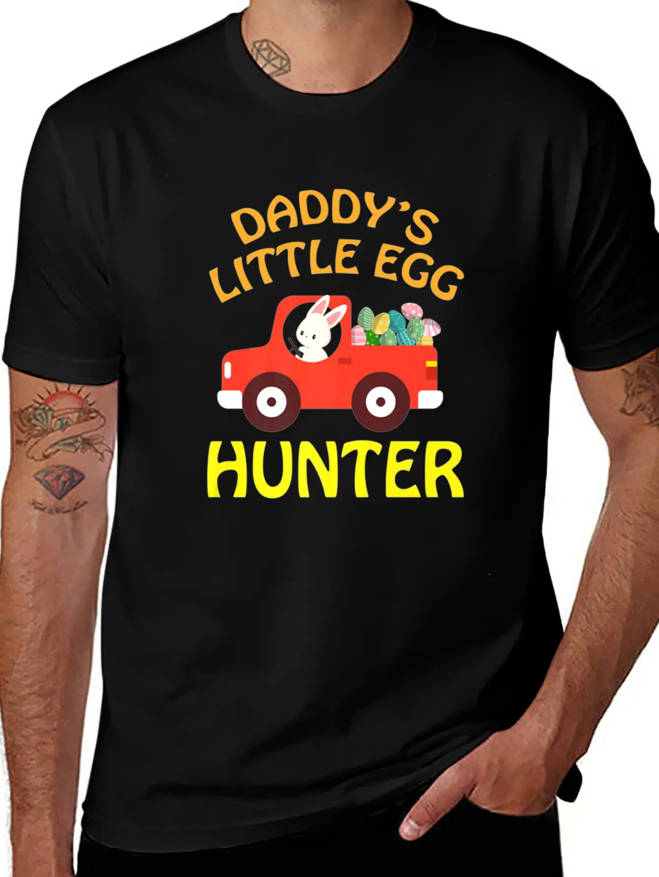 Bunny Drive Car Carring Eggs Daddys Little Egg Hu Basic Graphic T-Shirt ¨C Daily Comfort In Soft Cotton