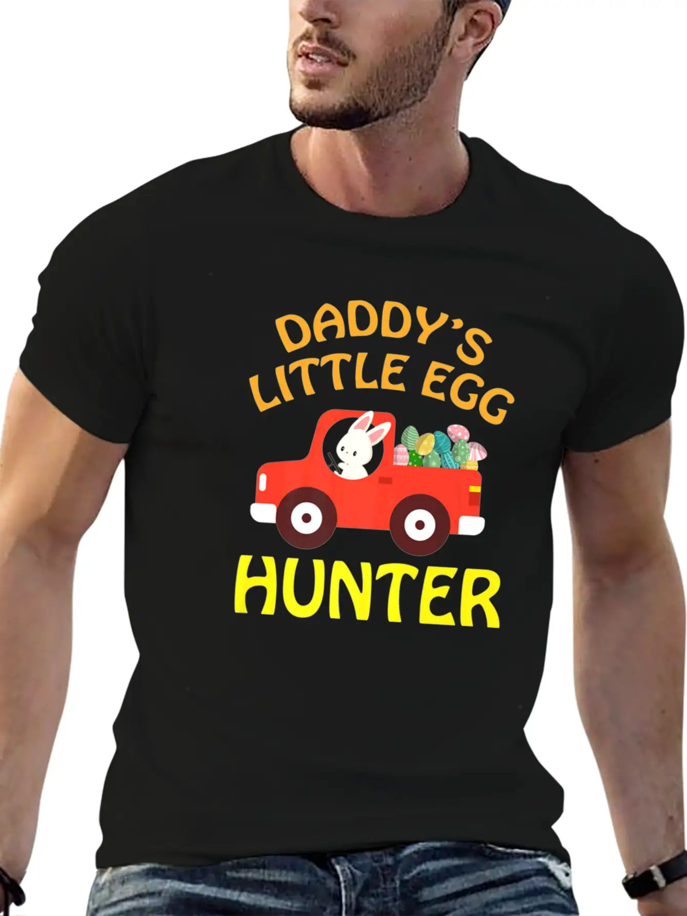 Bunny Drive Car Carring Eggs Daddys Little Egg Hu Basic Graphic T-Shirt ¨C Daily Comfort In Soft Cotton