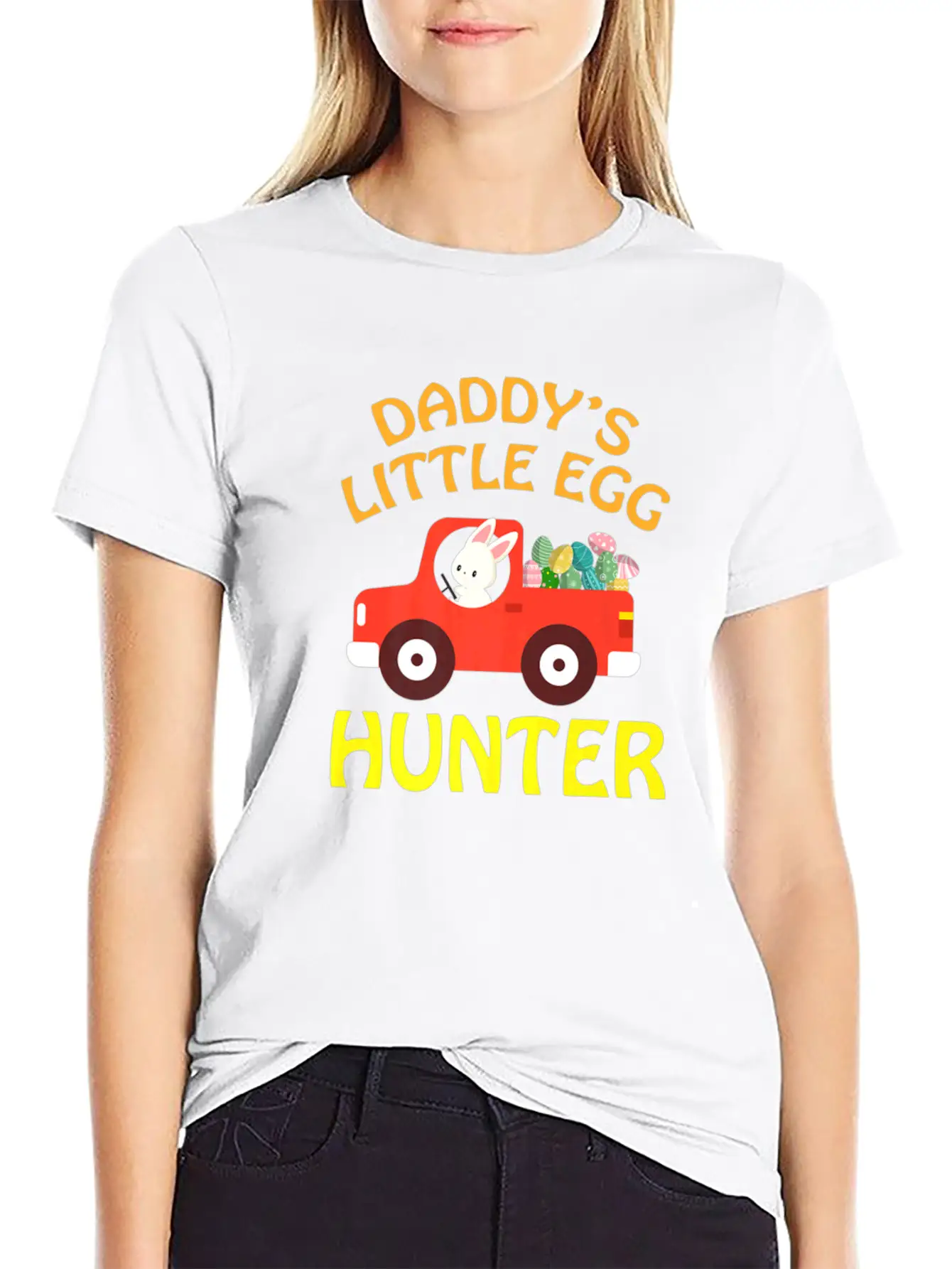 Bunny Drive Car Carring Eggs Daddys Little Egg Hu Basic Graphic T-Shirt ¨C Daily Comfort In Soft Cotton