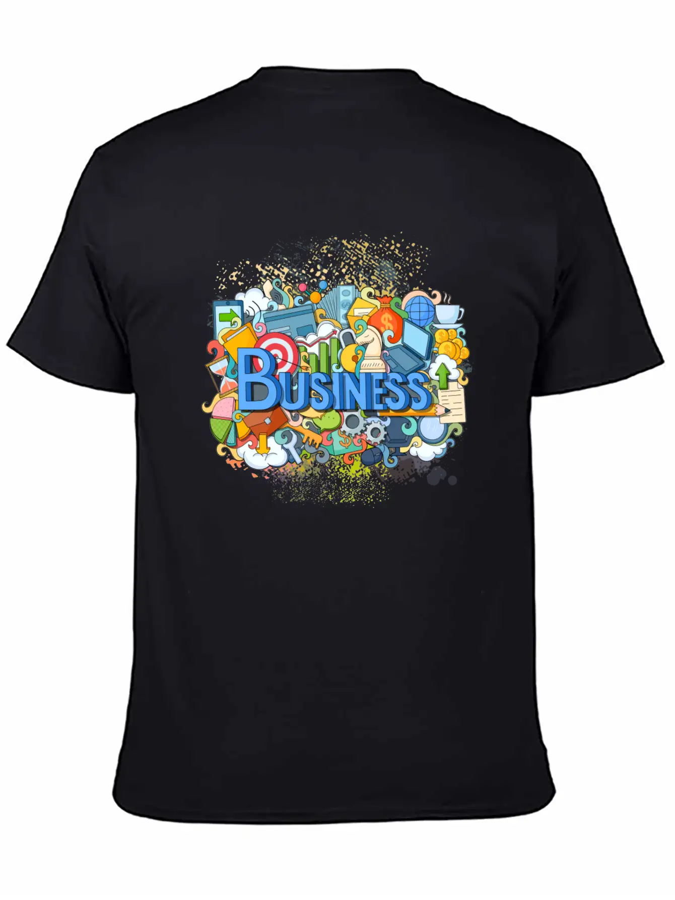 Business Theme Chess Pencil Chart Laptop Coffee Basic Graphic T-Shirt ¨C Daily Comfort In Soft Cotton