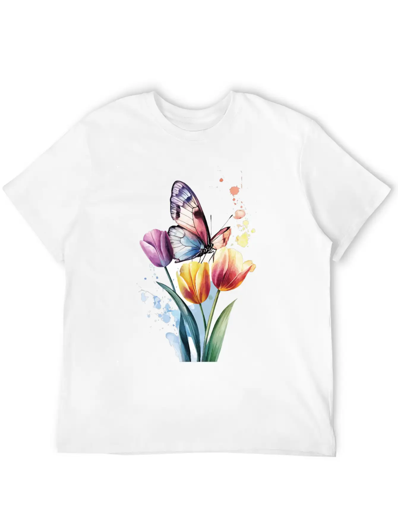 Butterfly Tulip Basic Graphic T-Shirt ¨C Daily Comfort In Soft Cotton