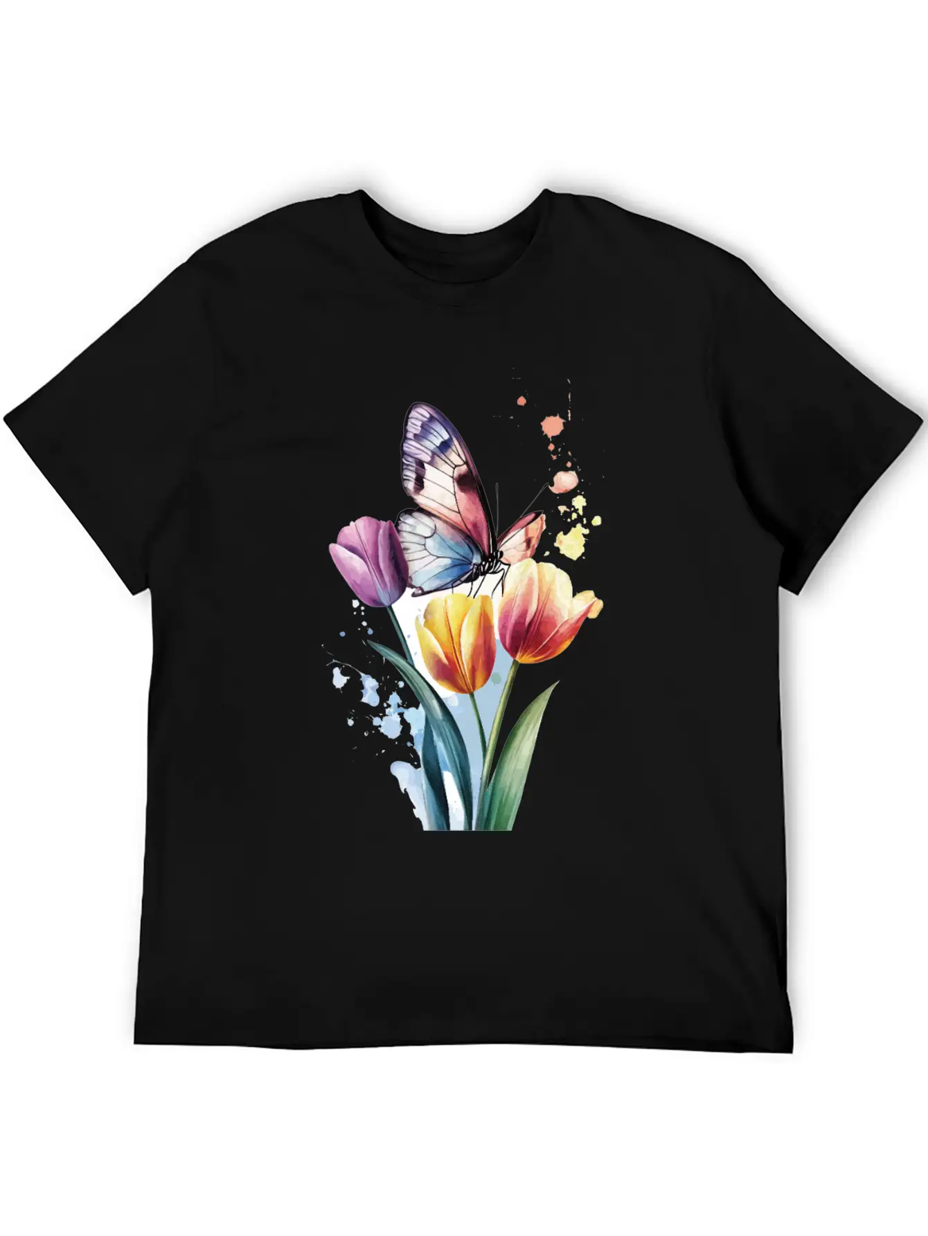 Butterfly Tulip Basic Graphic T-Shirt ¨C Daily Comfort In Soft Cotton