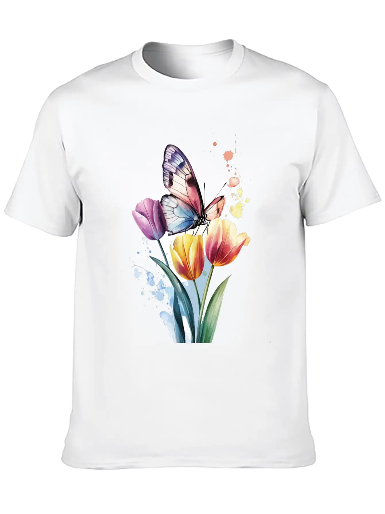 Butterfly Tulip Basic Graphic T-Shirt ¨C Daily Comfort In Soft Cotton