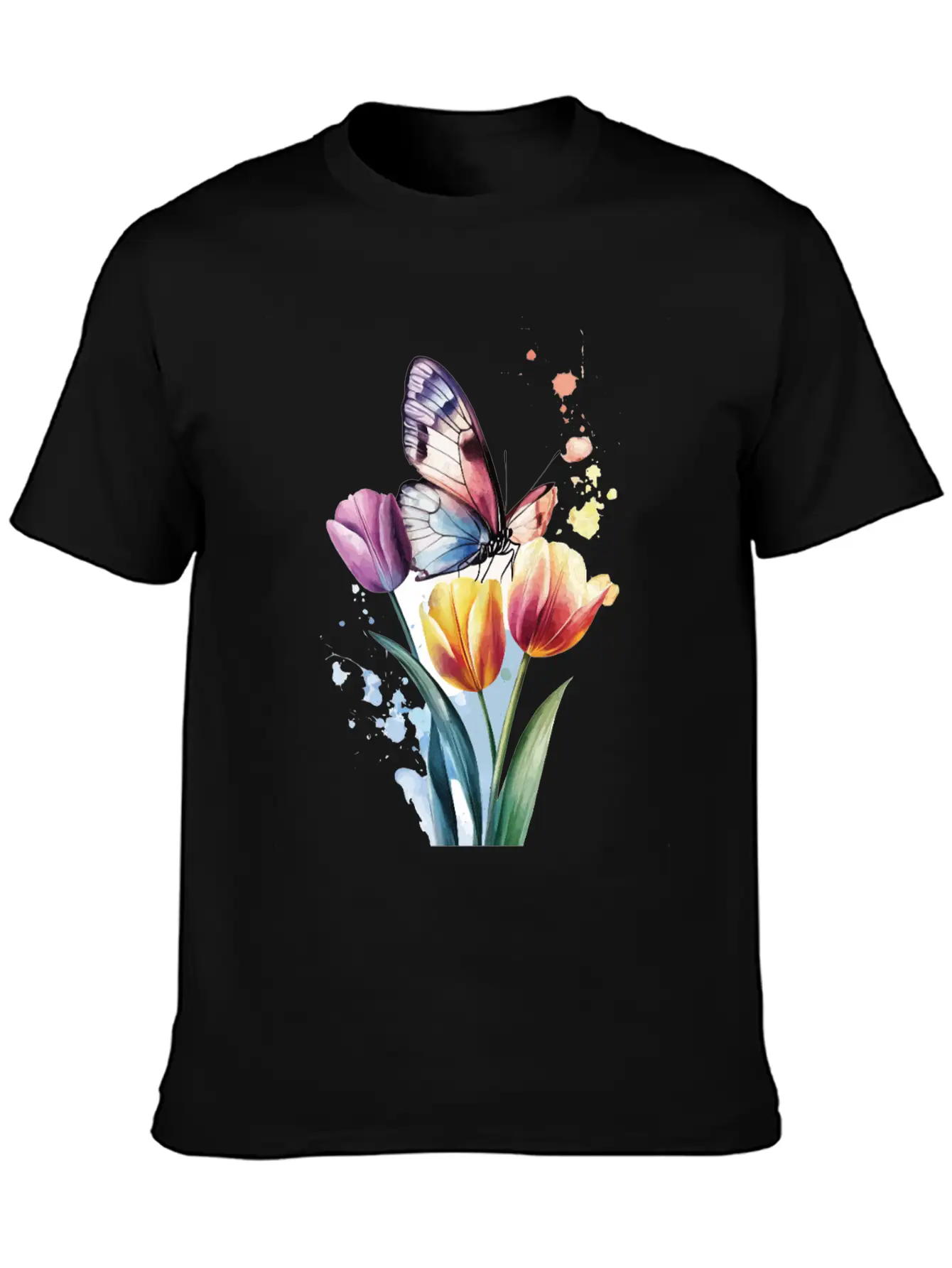 Butterfly Tulip Basic Graphic T-Shirt ¨C Daily Comfort In Soft Cotton