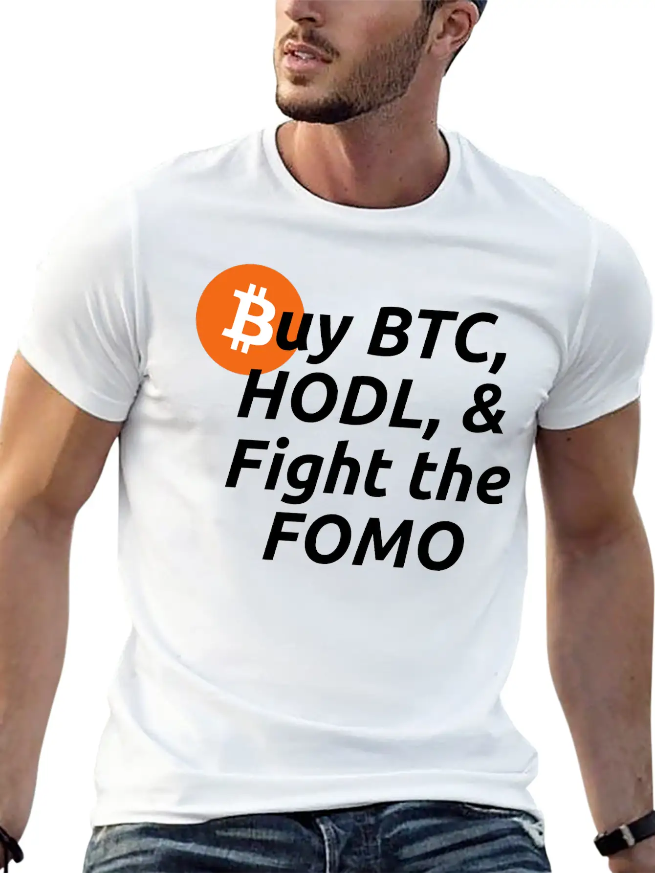 Buy BTC HODL Fight The FOMO Crypto Clothing Basic Graphic T-Shirt ¨C Daily Comfort In Soft Cotton