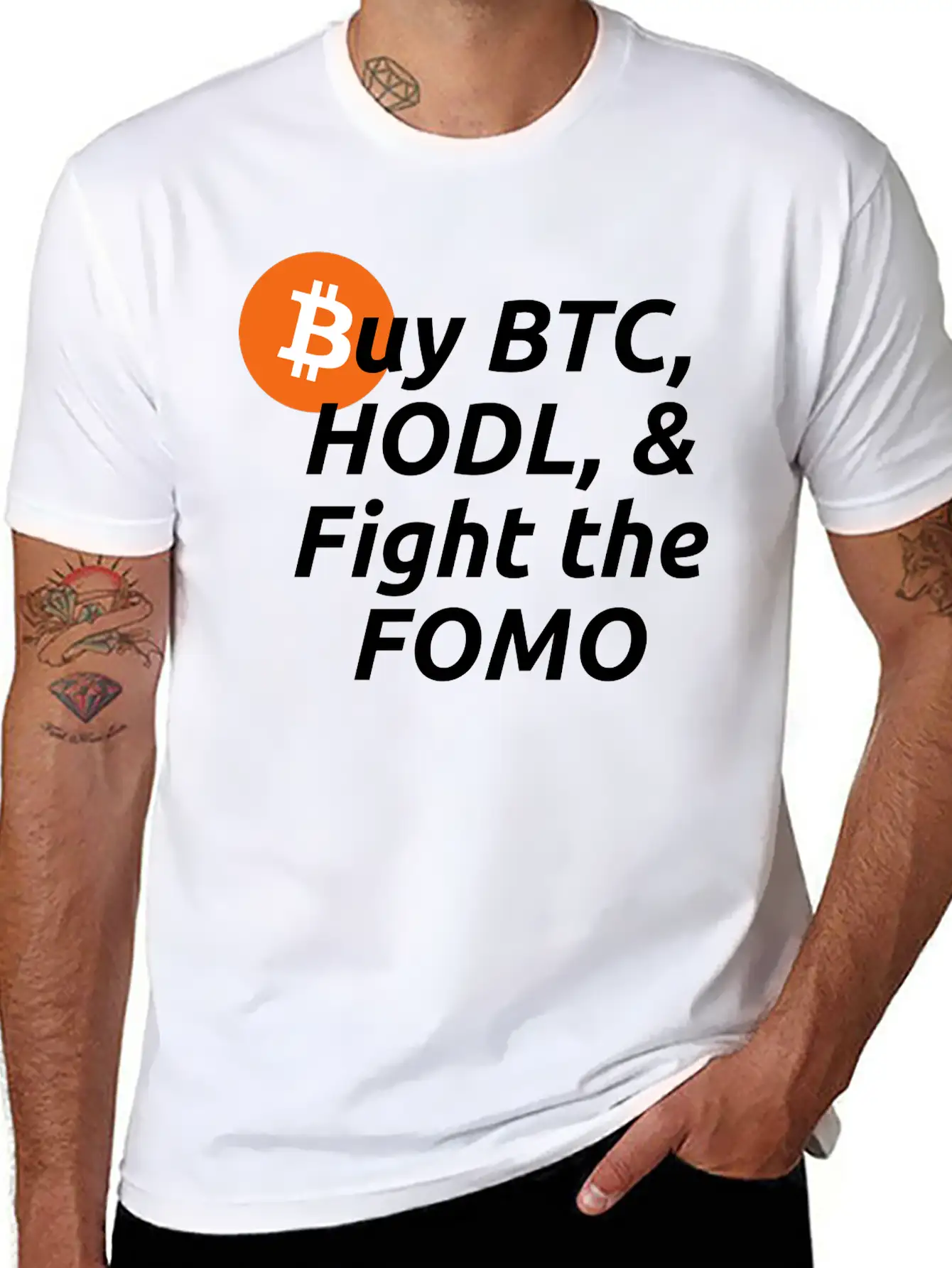 Buy BTC HODL Fight The FOMO Crypto Clothing Basic Graphic T-Shirt ¨C Daily Comfort In Soft Cotton