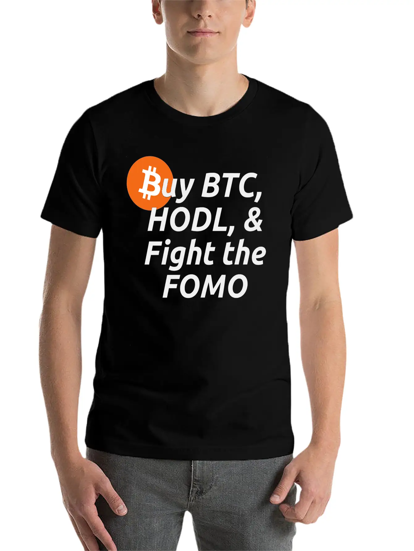 Buy BTC HODL Fight The FOMO Crypto Clothing Basic Graphic T-Shirt ¨C Daily Comfort In Soft Cotton