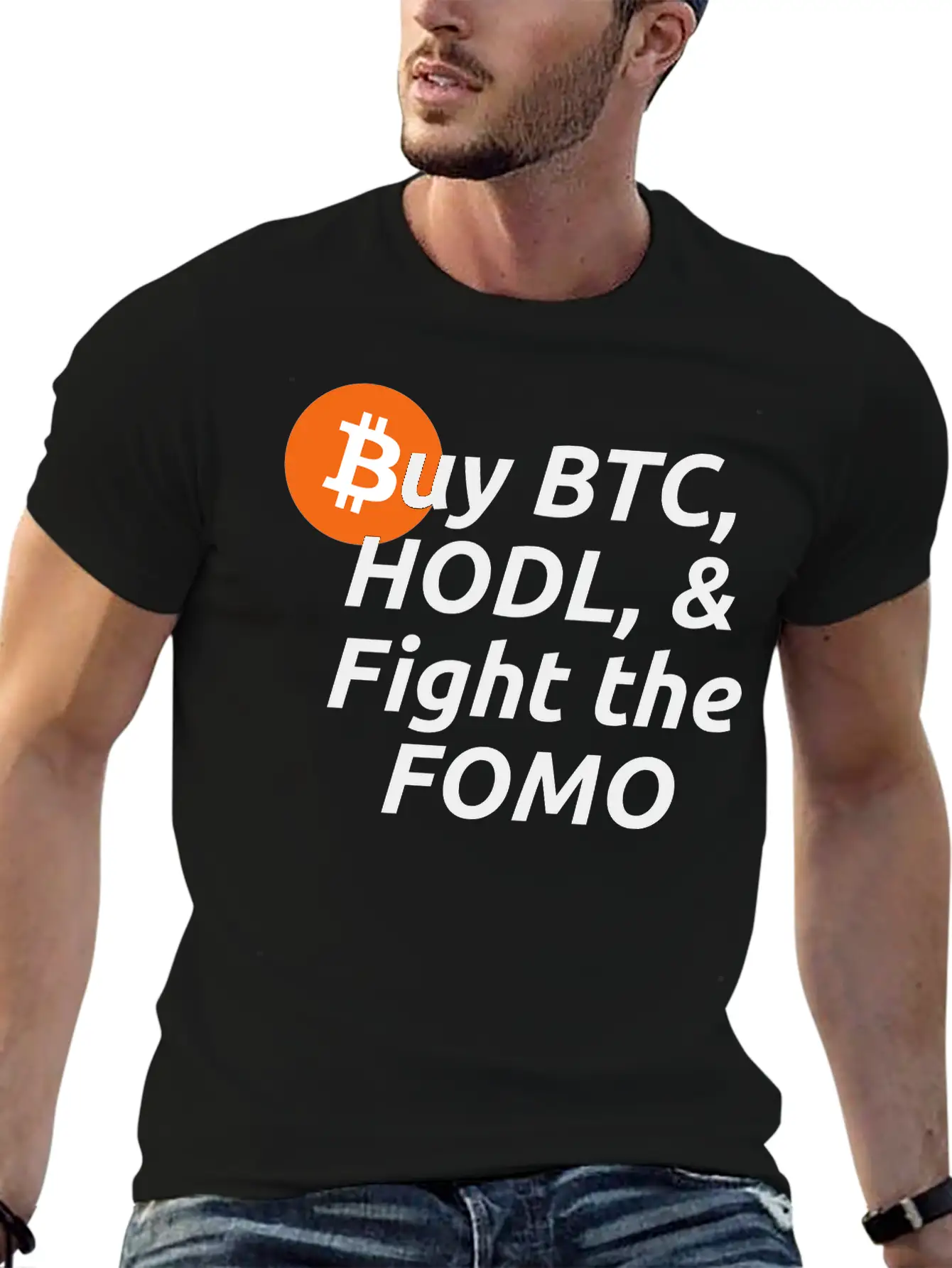 Buy BTC HODL Fight The FOMO Crypto Clothing Basic Graphic T-Shirt ¨C Daily Comfort In Soft Cotton