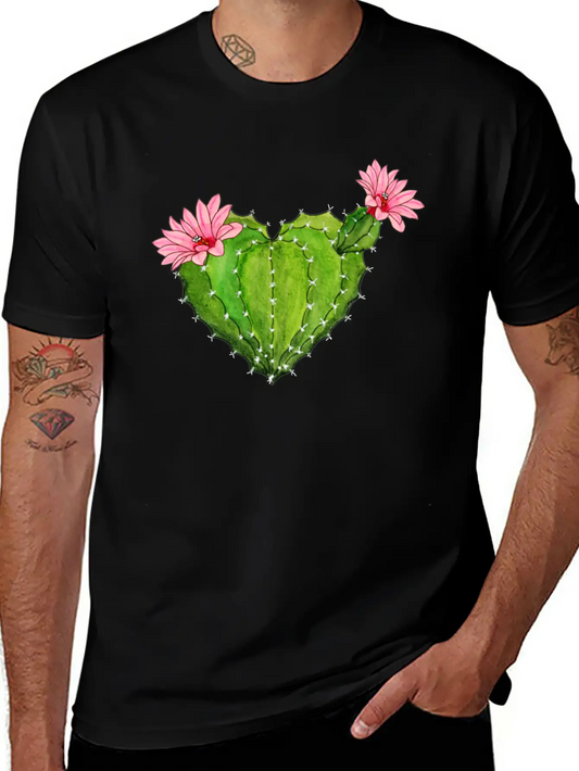Cactus Heart - Cactus Blossoms - Flower - Cactus Basic Graphic T-Shirt ¨C Daily Comfort In Soft Cotton