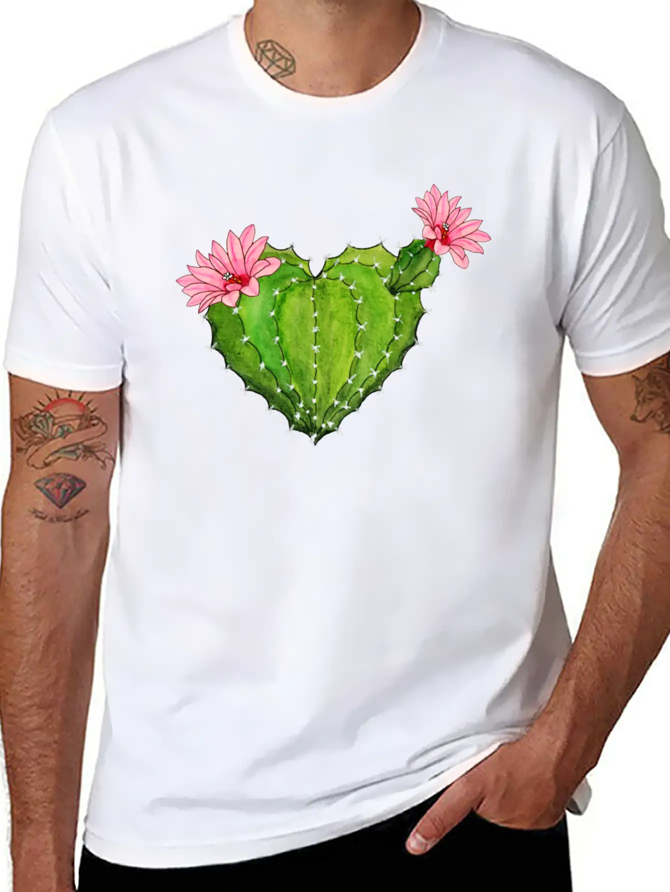 Cactus Heart - Cactus Blossoms - Flower - Cactus Basic Graphic T-Shirt ¨C Daily Comfort In Soft Cotton