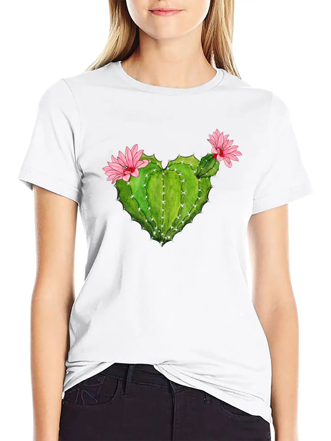 Cactus Heart - Cactus Blossoms - Flower - Cactus Basic Graphic T-Shirt ¨C Daily Comfort In Soft Cotton