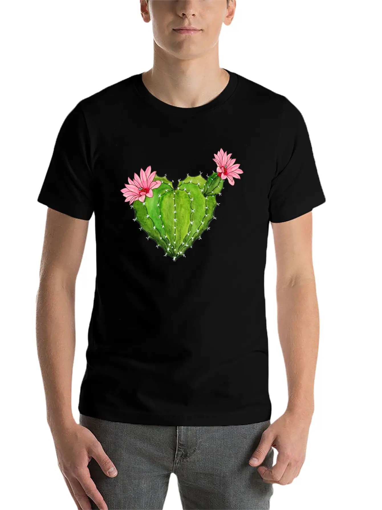 Cactus Heart - Cactus Blossoms - Flower - Cactus Basic Graphic T-Shirt ¨C Daily Comfort In Soft Cotton