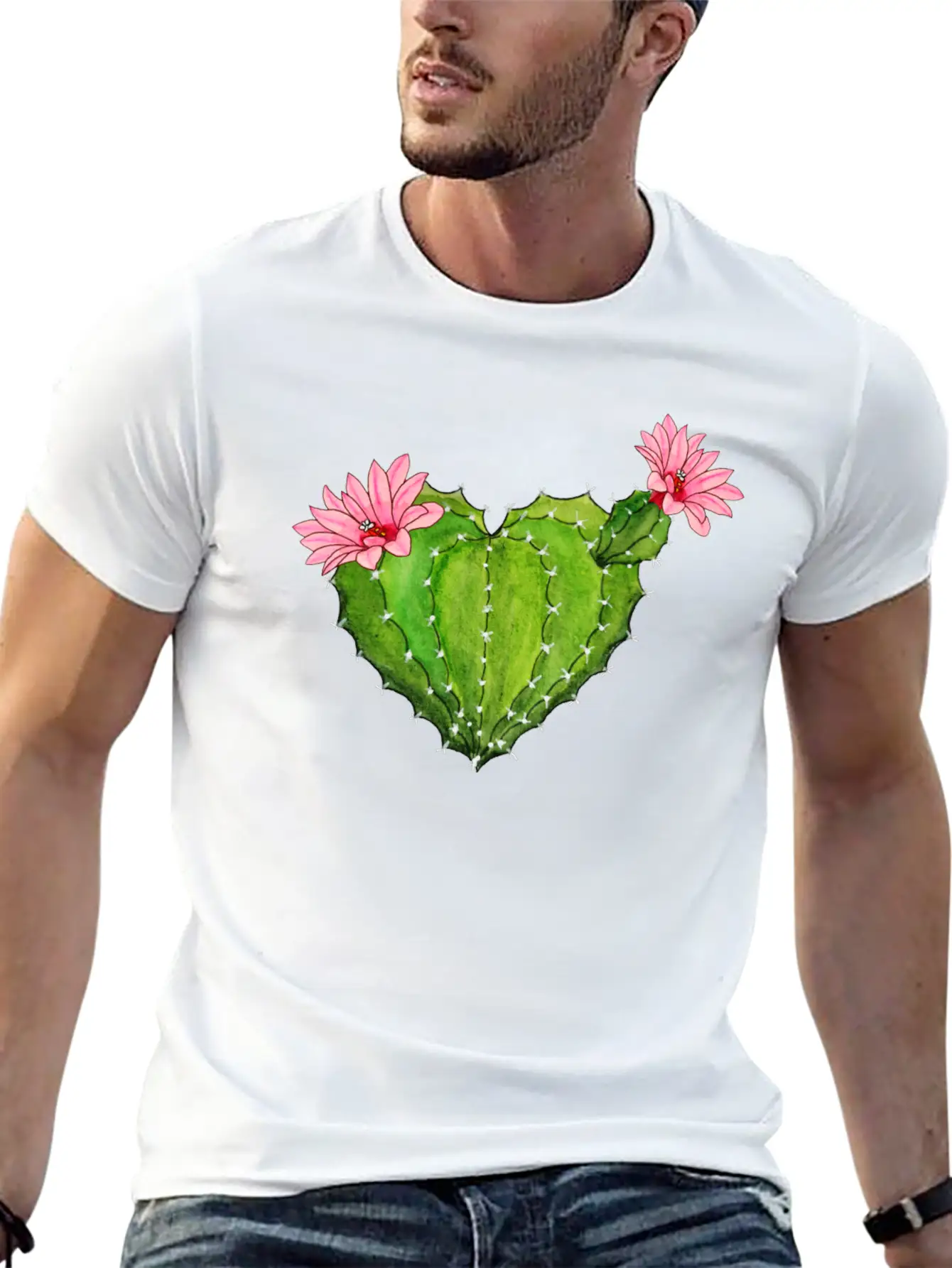 Cactus Heart - Cactus Blossoms - Flower - Cactus Basic Graphic T-Shirt ¨C Daily Comfort In Soft Cotton