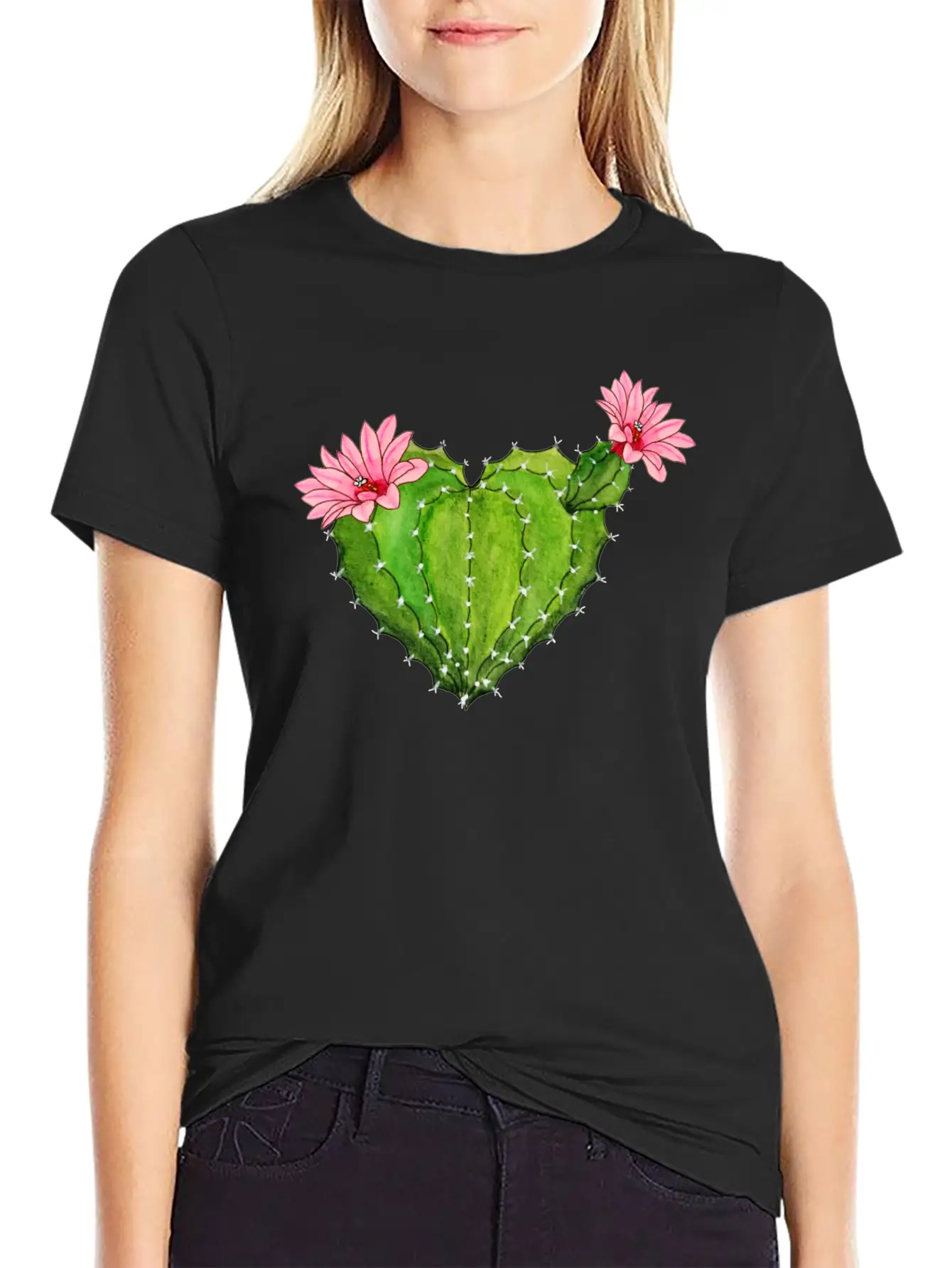 Cactus Heart - Cactus Blossoms - Flower - Cactus Basic Graphic T-Shirt ¨C Daily Comfort In Soft Cotton