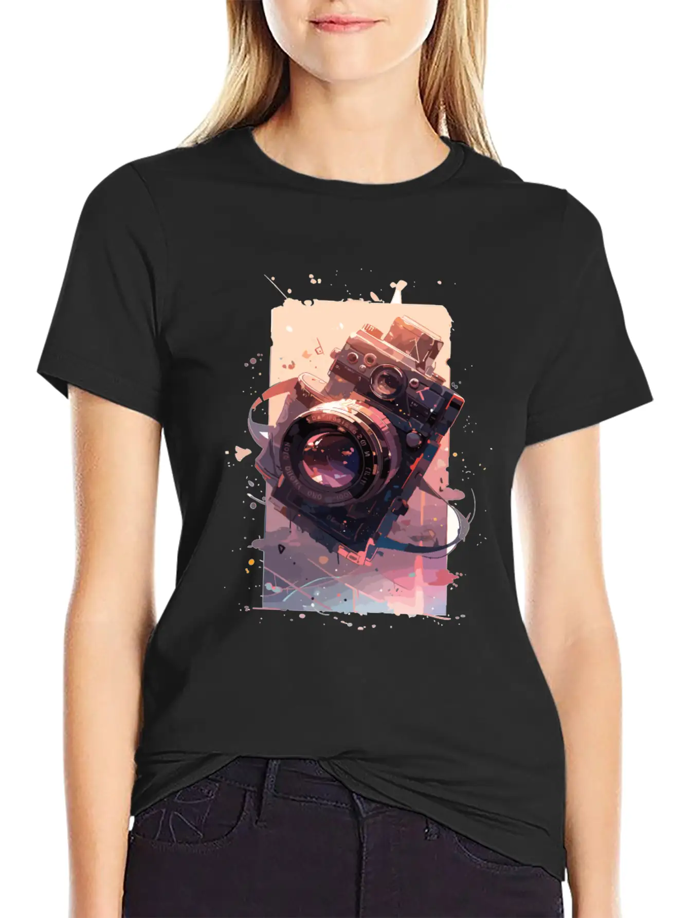 Camera Retro Camera Cameras Analog Basic Graphic T-Shirt ¨C Daily Comfort In Soft Cotton