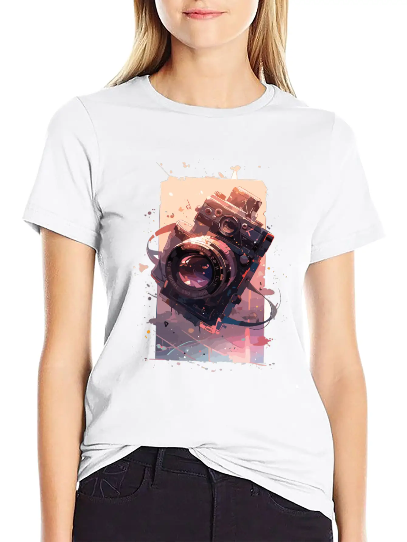 Camera Retro Camera Cameras Analog Basic Graphic T-Shirt ¨C Daily Comfort In Soft Cotton
