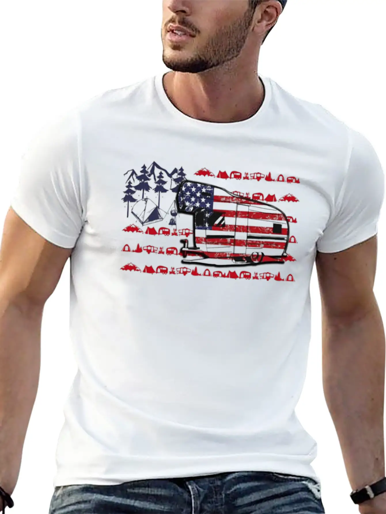 CAMPING FLAG Essential Cotton Tee For Daily Outfits ¨C Unisex Style