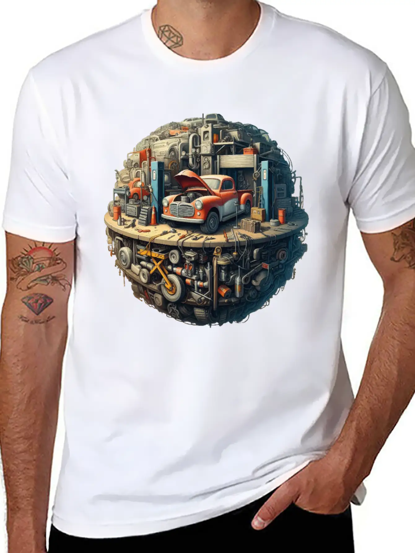 Car Workshop Planet Soft Cotton Short Sleeve Tee ¨C Unisex Wardrobe Staple