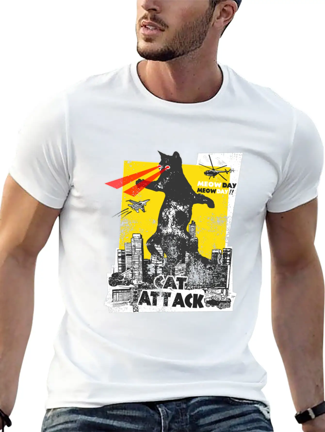 Cat Attack -Funny Cat Lover Gift Basic Graphic T-Shirt ¨C Daily Comfort In Soft Cotton