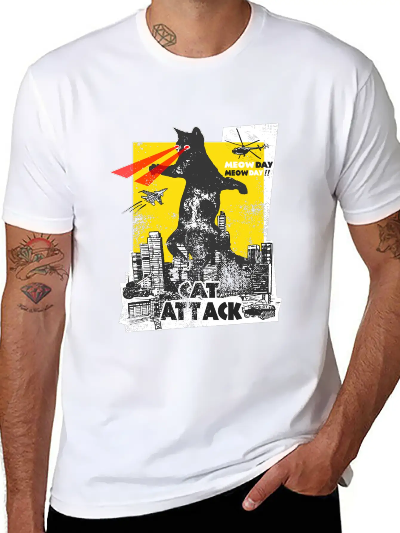Cat Attack -Funny Cat Lover Gift Basic Graphic T-Shirt ¨C Daily Comfort In Soft Cotton