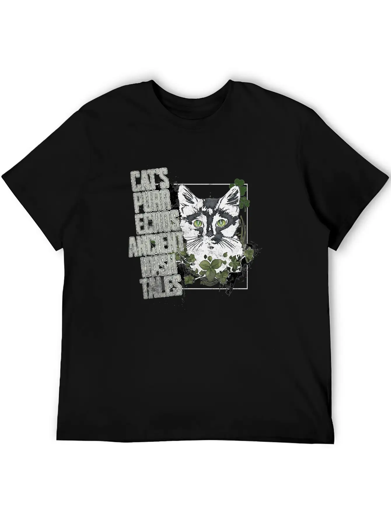 CAT ECHOS ANCIENT IRISH TALES Feline Kitty Design Soft Cotton Short Sleeve Tee ¨C Unisex Wardrobe Staple