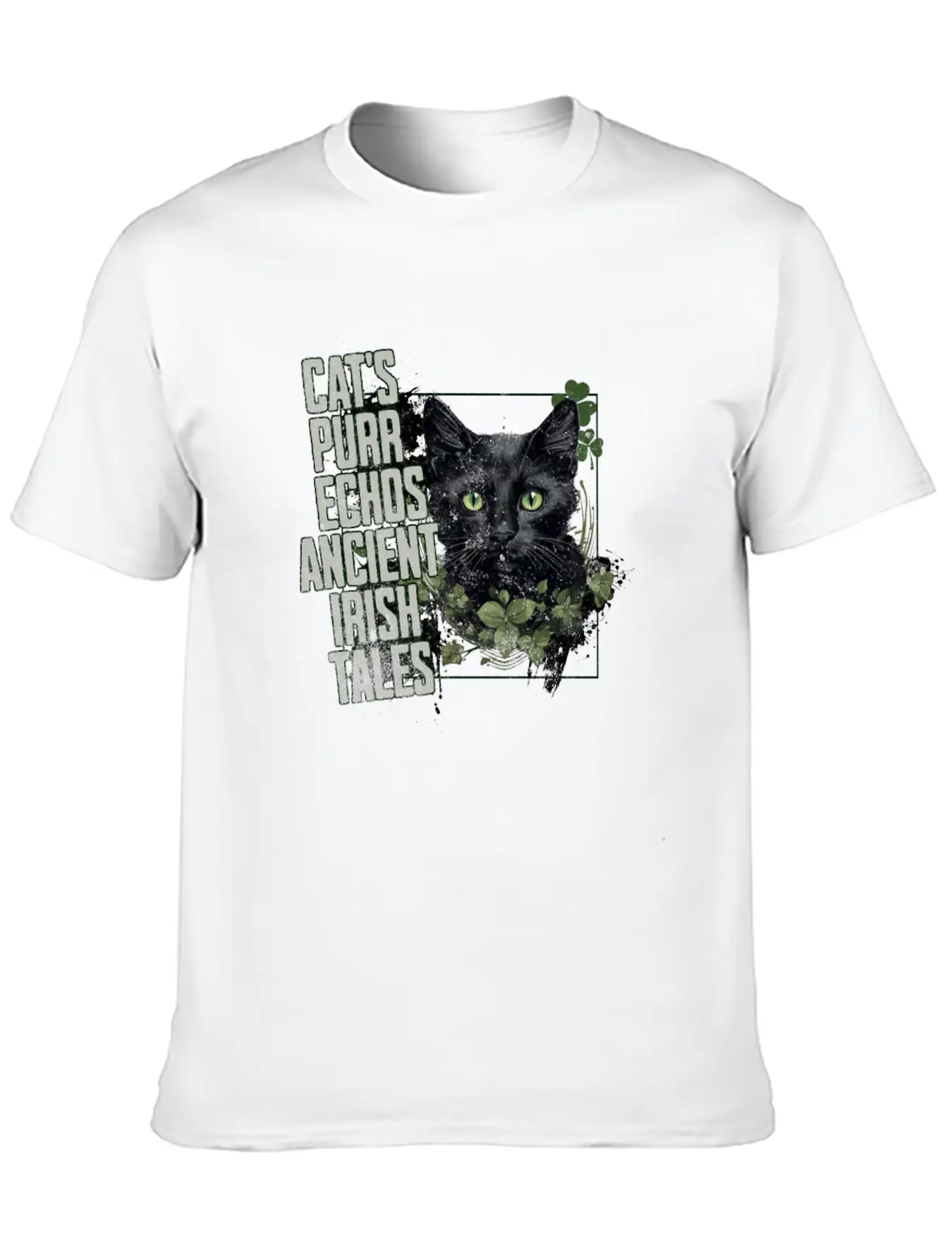 CAT ECHOS ANCIENT IRISH TALES Feline Kitty Design Soft Cotton Short Sleeve Tee ¨C Unisex Wardrobe Staple