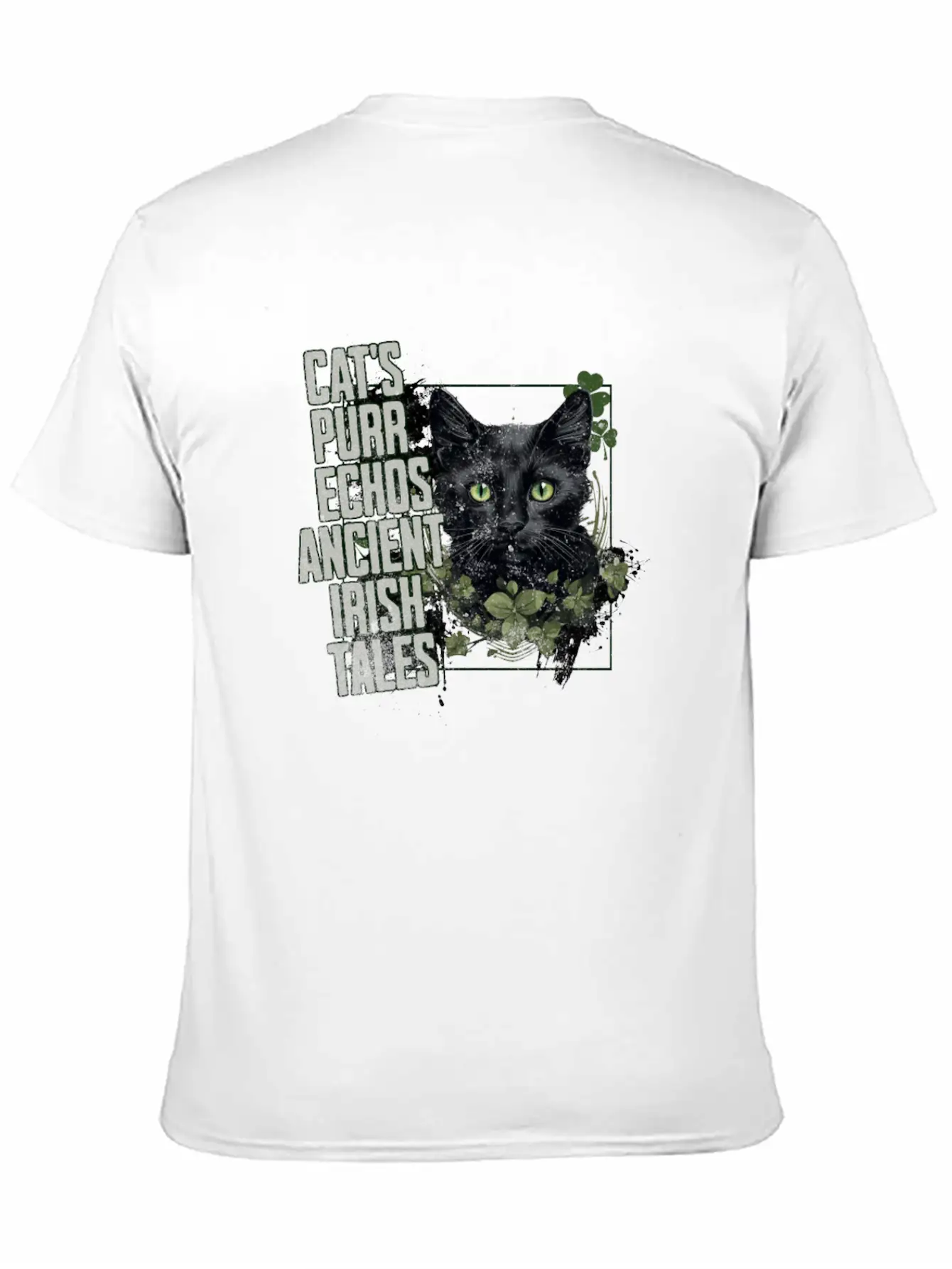CAT ECHOS ANCIENT IRISH TALES Feline Kitty Design Soft Cotton Short Sleeve Tee ¨C Unisex Wardrobe Staple