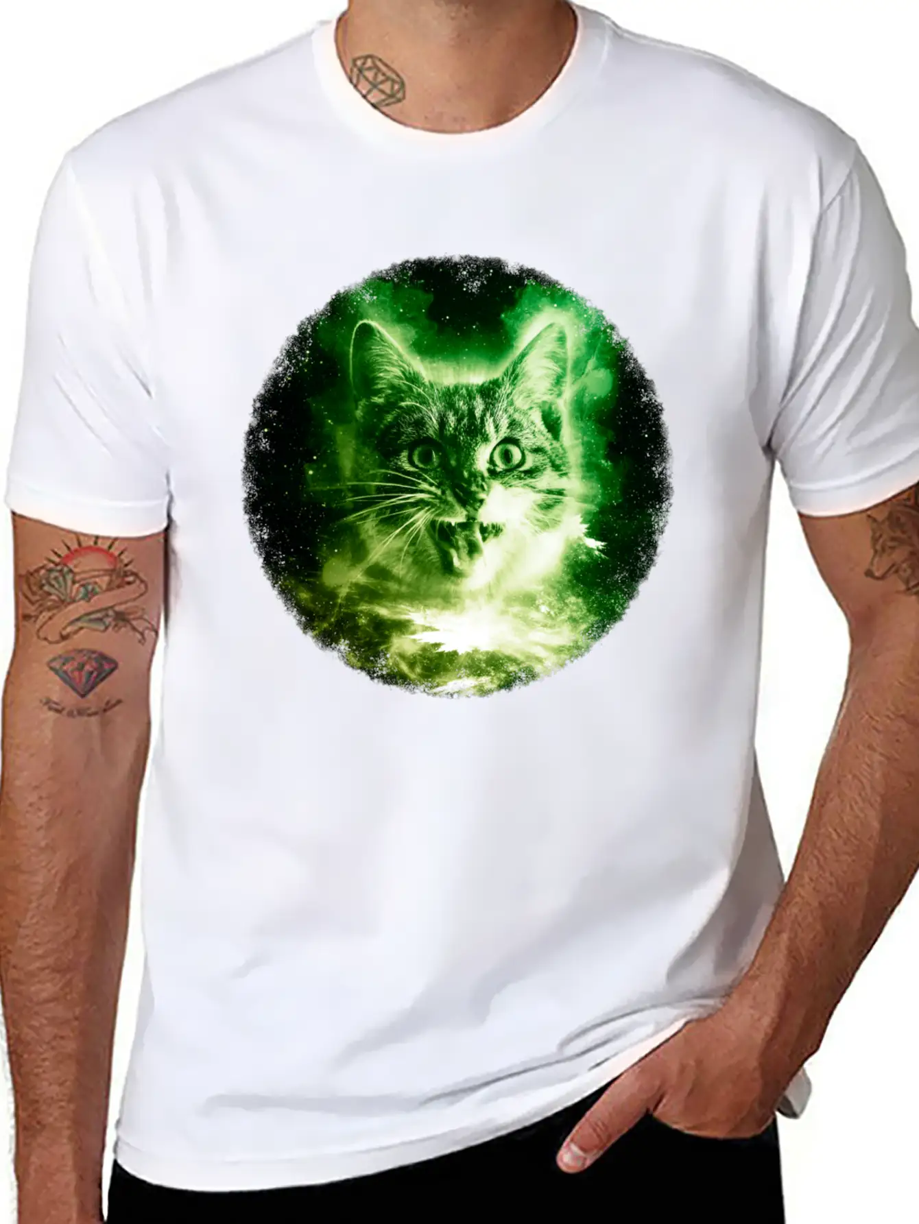 Cat In Space Shirt Galaxy Cosmic Sci Fi Vintage Kitty Tshirt Basic Graphic T-Shirt ¨C Daily Comfort In Soft Cotton