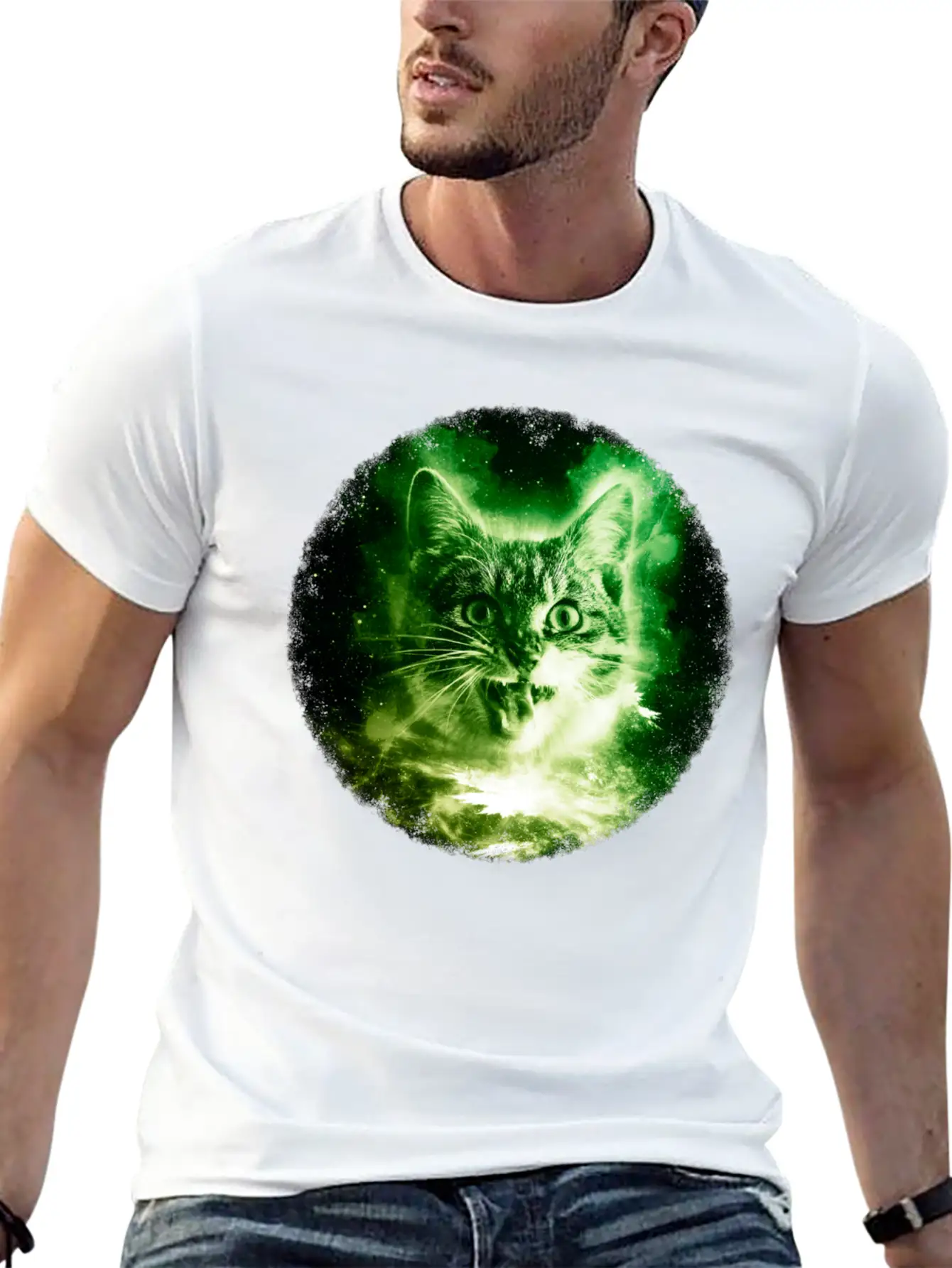 Cat In Space Shirt Galaxy Cosmic Sci Fi Vintage Kitty Tshirt Basic Graphic T-Shirt ¨C Daily Comfort In Soft Cotton