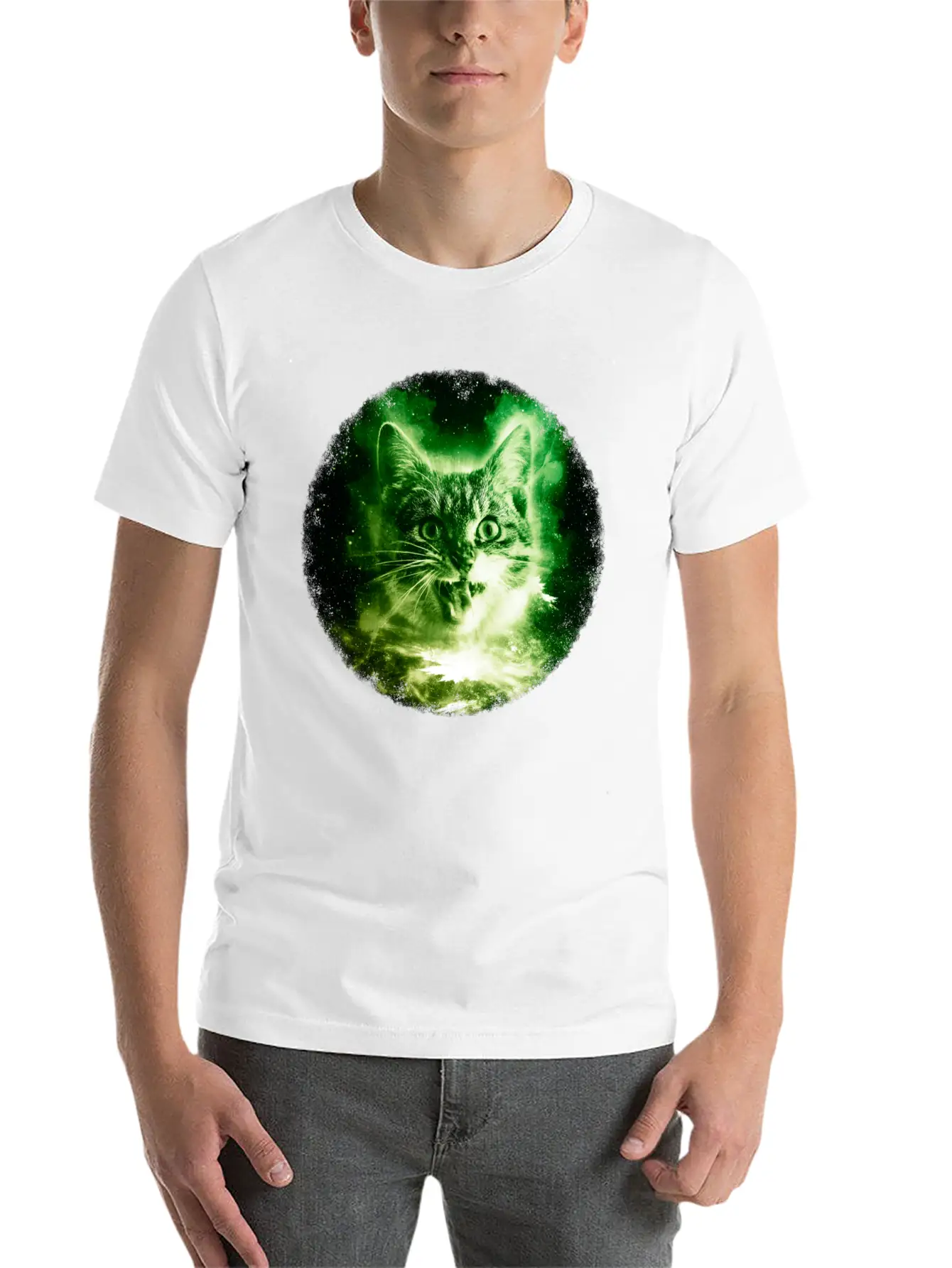 Cat In Space Shirt Galaxy Cosmic Sci Fi Vintage Kitty Tshirt Basic Graphic T-Shirt ¨C Daily Comfort In Soft Cotton