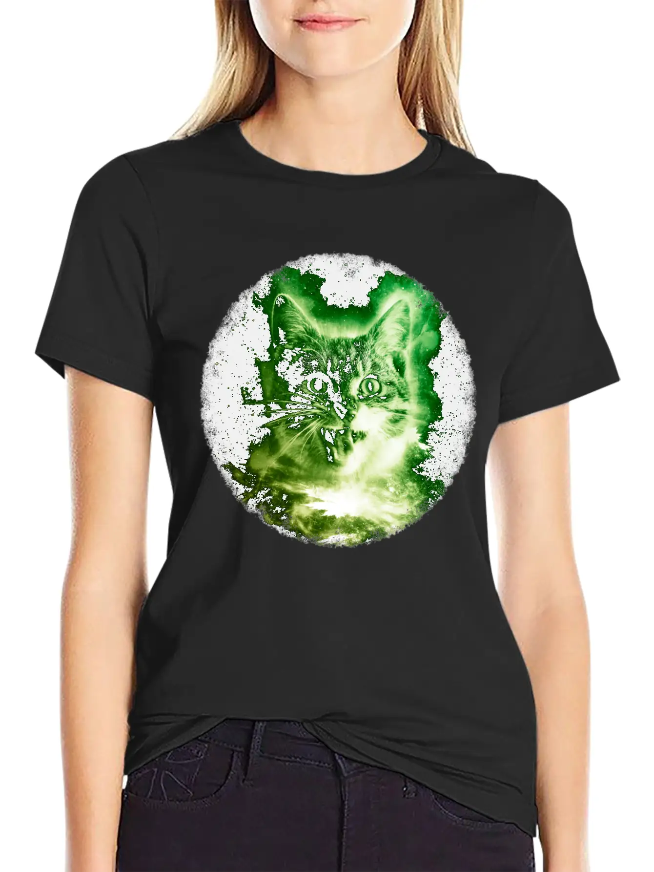 Cat In Space Shirt Galaxy Cosmic Sci Fi Vintage Kitty Tshirt Basic Graphic T-Shirt ¨C Daily Comfort In Soft Cotton