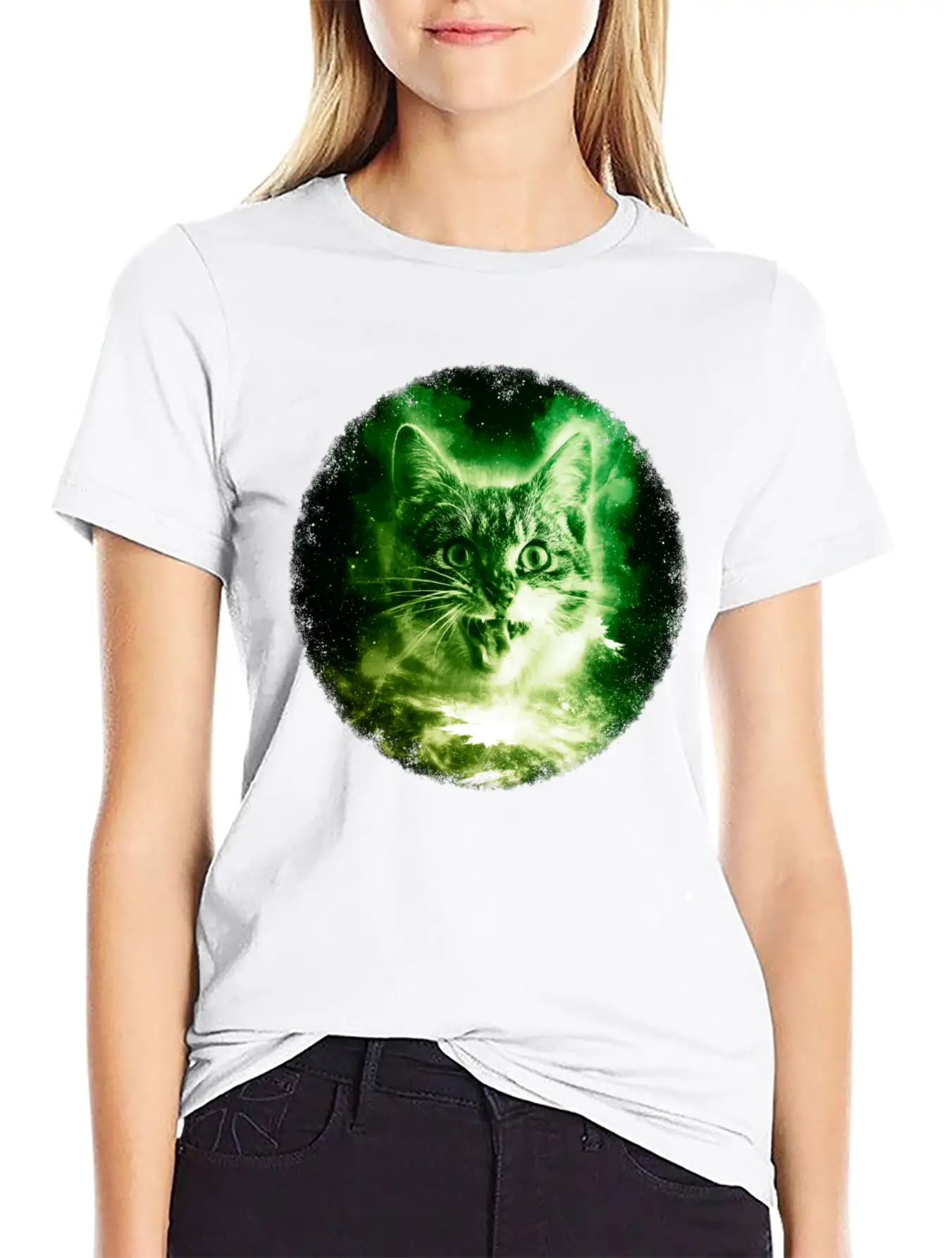 Cat In Space Shirt Galaxy Cosmic Sci Fi Vintage Kitty Tshirt Basic Graphic T-Shirt ¨C Daily Comfort In Soft Cotton