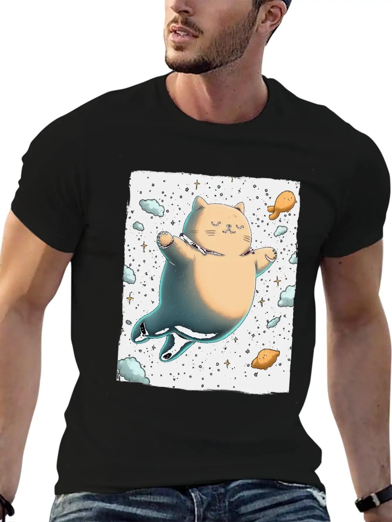 Cat Kitten Space Outer Space Atmosphere Universe Basic Graphic T-Shirt ¨C Daily Comfort In Soft Cotton