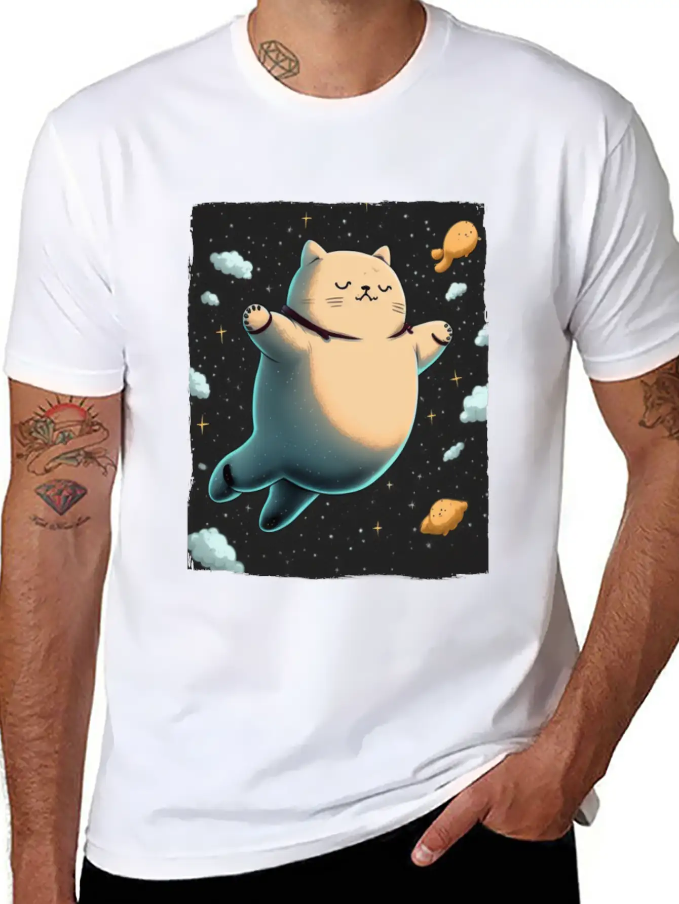 Cat Kitten Space Outer Space Atmosphere Universe Basic Graphic T-Shirt ¨C Daily Comfort In Soft Cotton