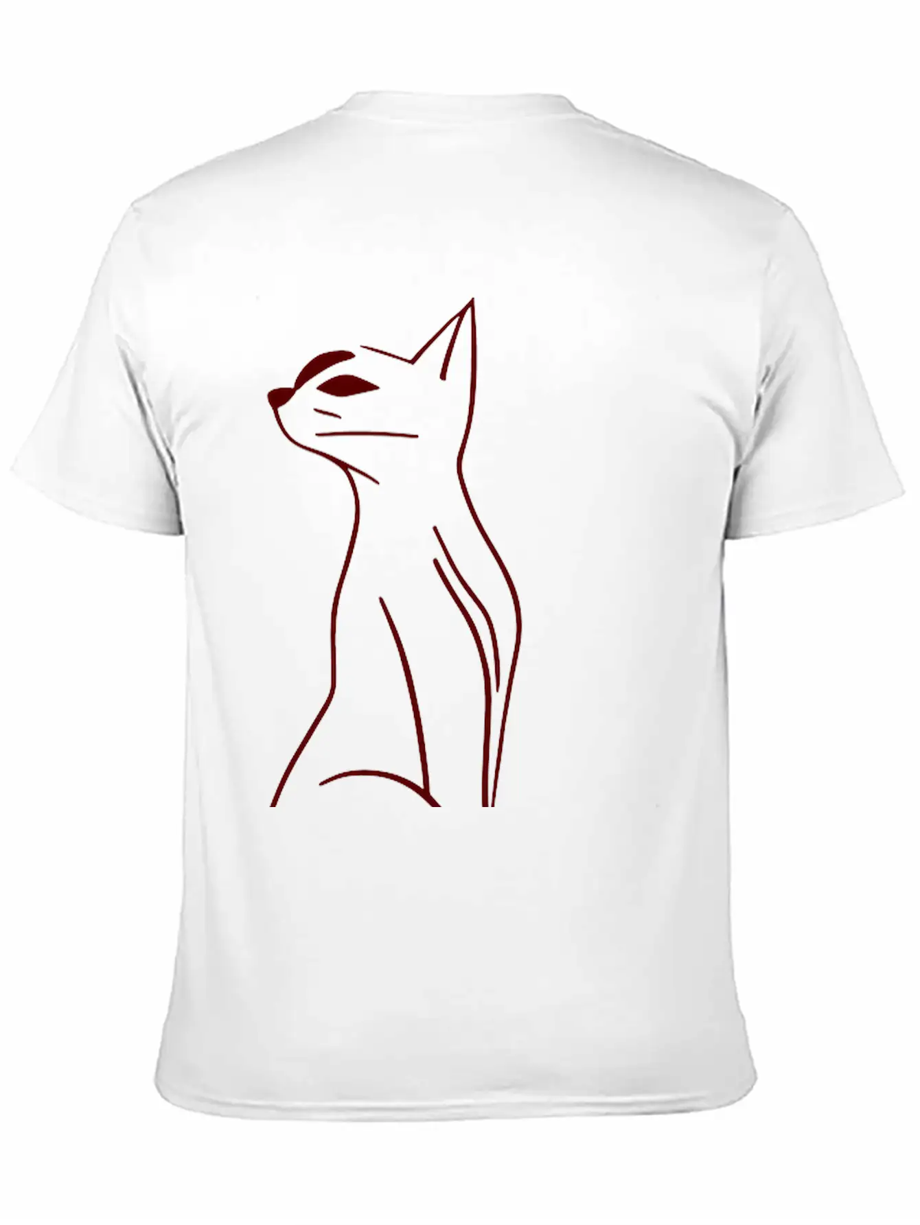 Cat Line Art Doodle Vector One Color Basic Graphic T-Shirt ¨C Daily Comfort In Soft Cotton