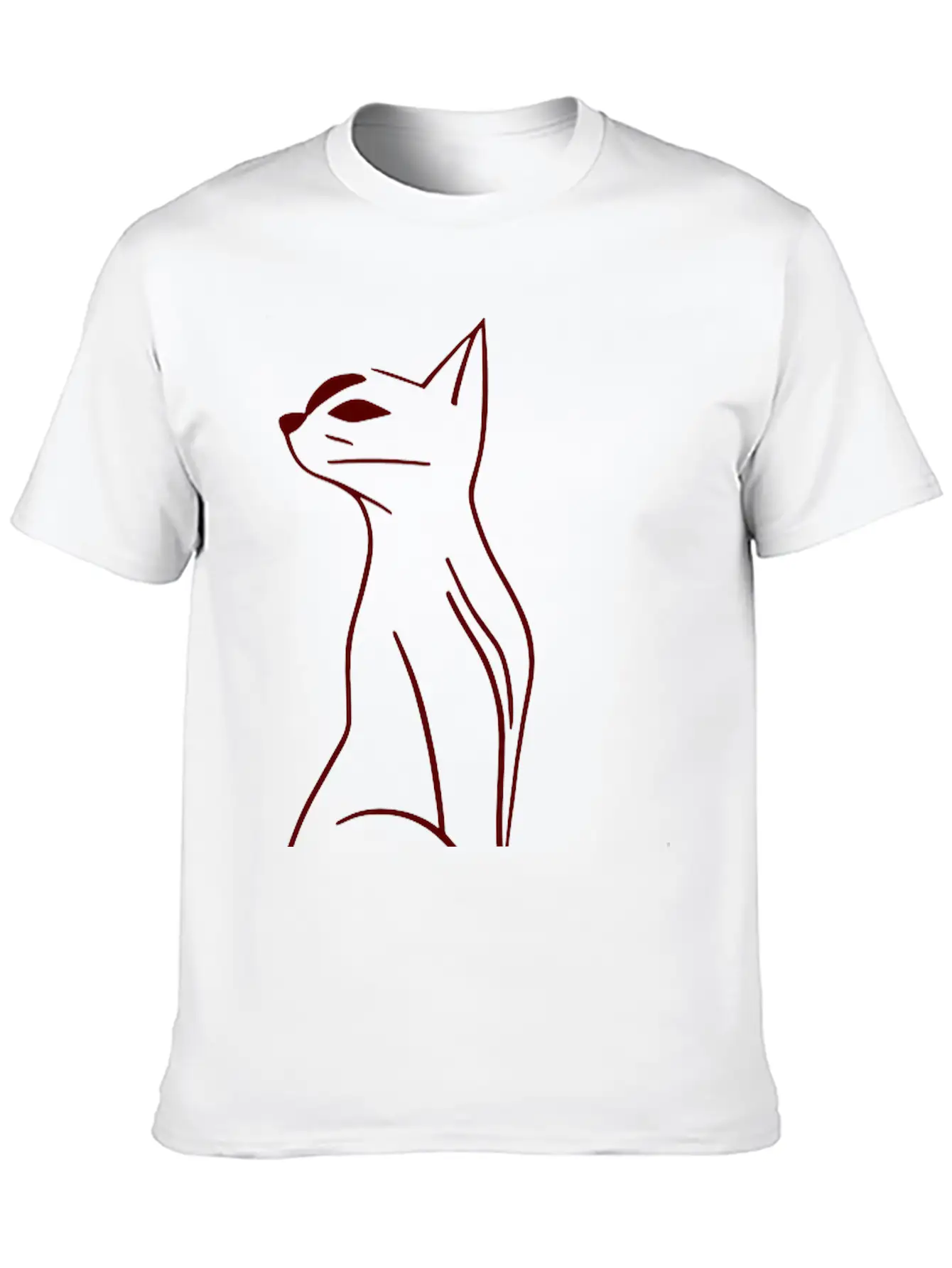 Cat Line Art Doodle Vector One Color Basic Graphic T-Shirt ¨C Daily Comfort In Soft Cotton