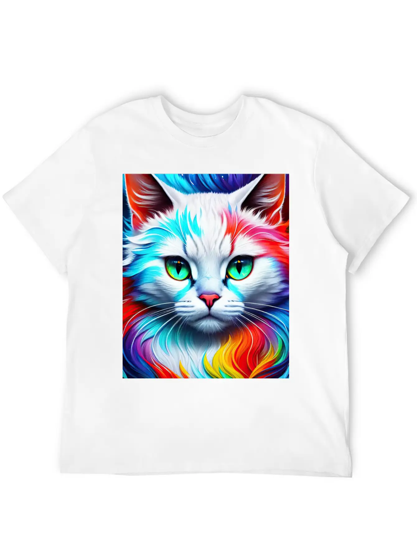Cat Portrait, Vibrant Splashes Of Color Essential Cotton Tee For Daily Outfits ¨C Unisex Style