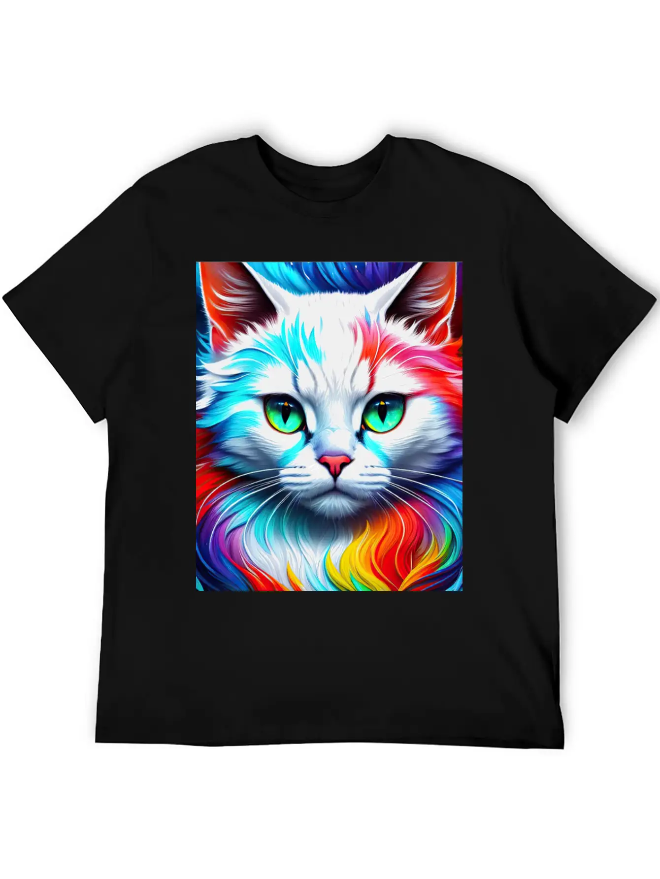 Cat Portrait, Vibrant Splashes Of Color Essential Cotton Tee For Daily Outfits ¨C Unisex Style