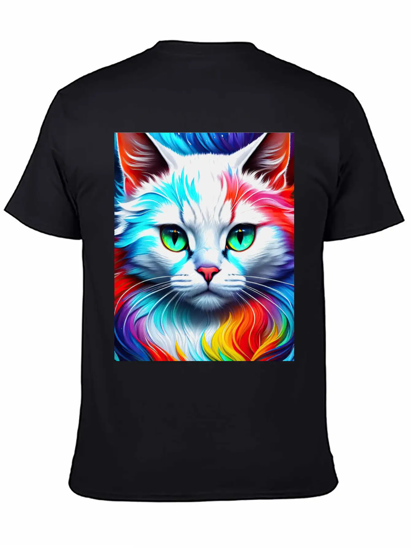 Cat Portrait, Vibrant Splashes Of Color Essential Cotton Tee For Daily Outfits ¨C Unisex Style