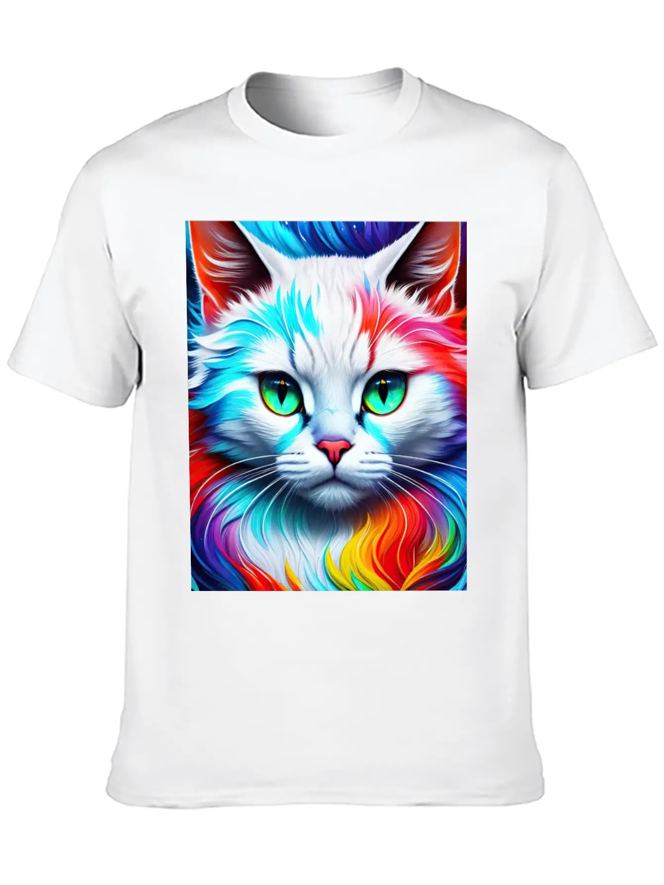 Cat Portrait, Vibrant Splashes Of Color Essential Cotton Tee For Daily Outfits ¨C Unisex Style