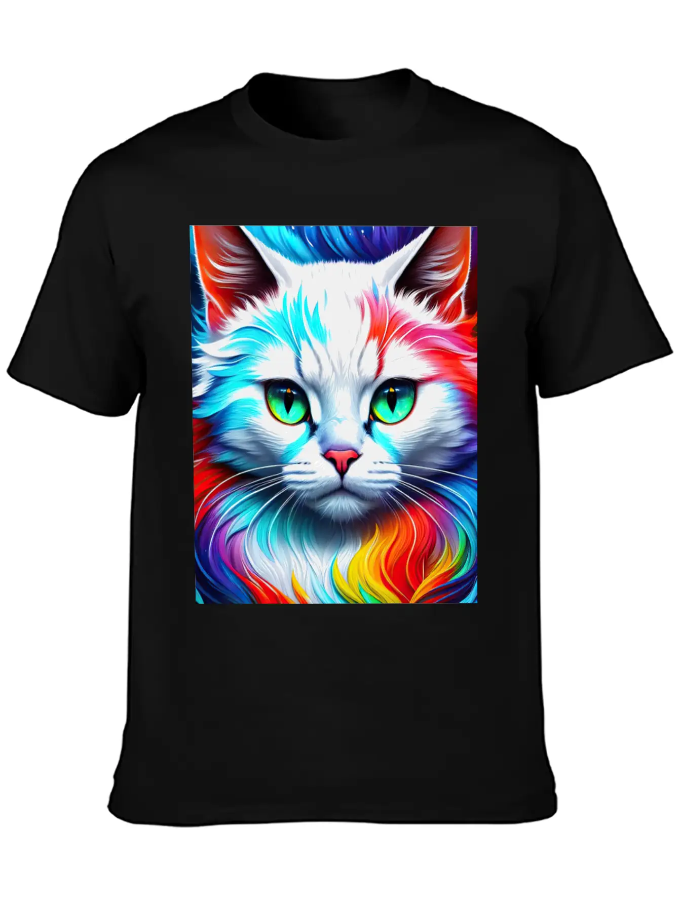 Cat Portrait, Vibrant Splashes Of Color Essential Cotton Tee For Daily Outfits ¨C Unisex Style