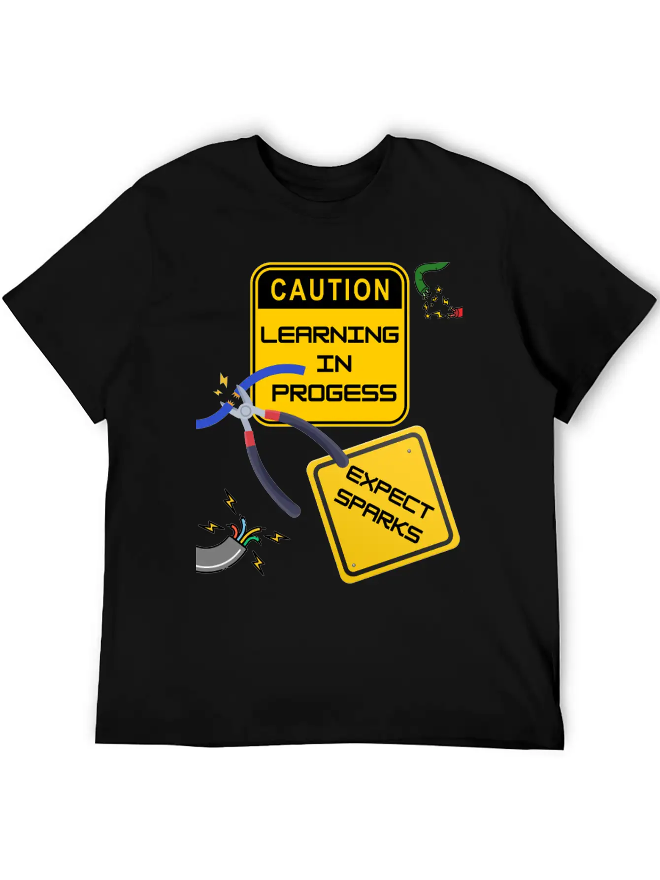 Caution: Learning In Progress ¨C Expect Sparks Basic Graphic T-Shirt ¨C Daily Comfort In Soft Cotton
