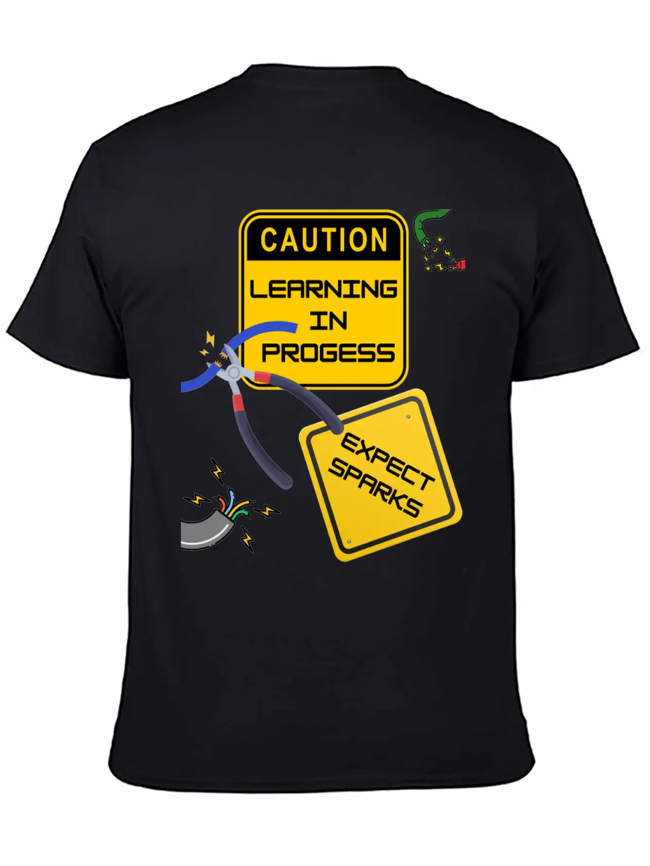 Caution: Learning In Progress ¨C Expect Sparks Basic Graphic T-Shirt ¨C Daily Comfort In Soft Cotton