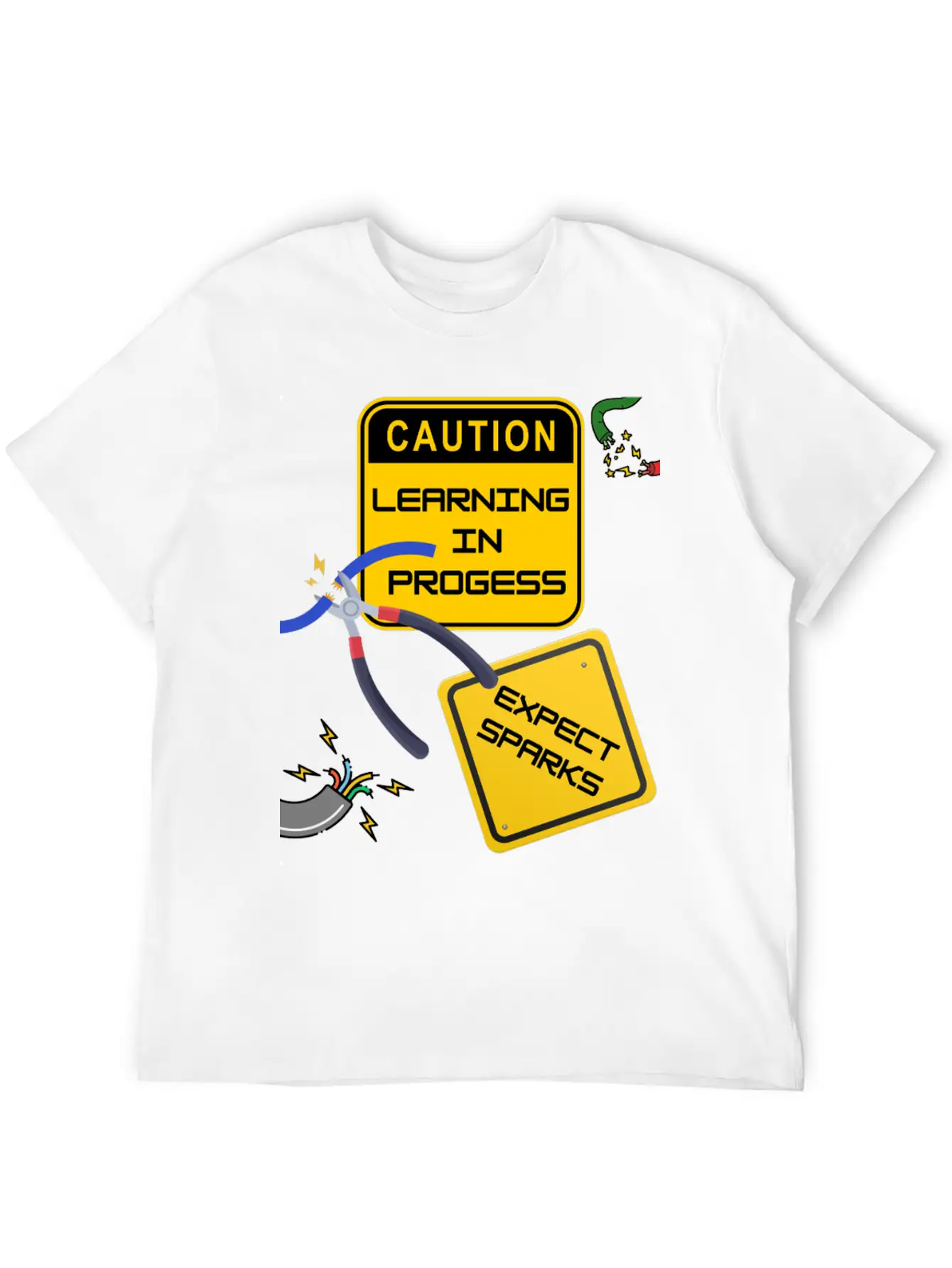 Caution: Learning In Progress ¨C Expect Sparks Basic Graphic T-Shirt ¨C Daily Comfort In Soft Cotton