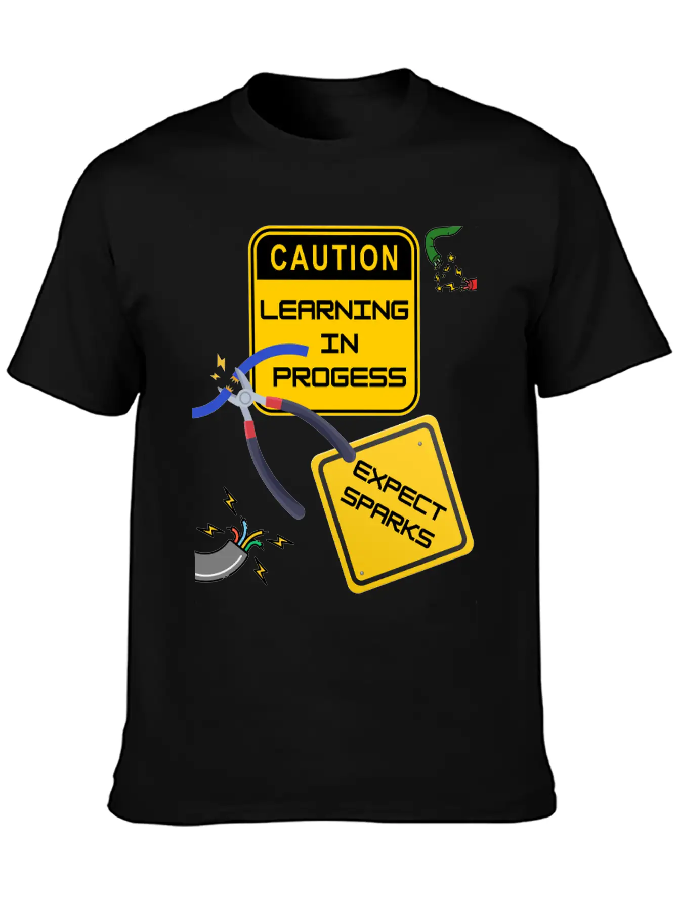 Caution: Learning In Progress ¨C Expect Sparks Basic Graphic T-Shirt ¨C Daily Comfort In Soft Cotton