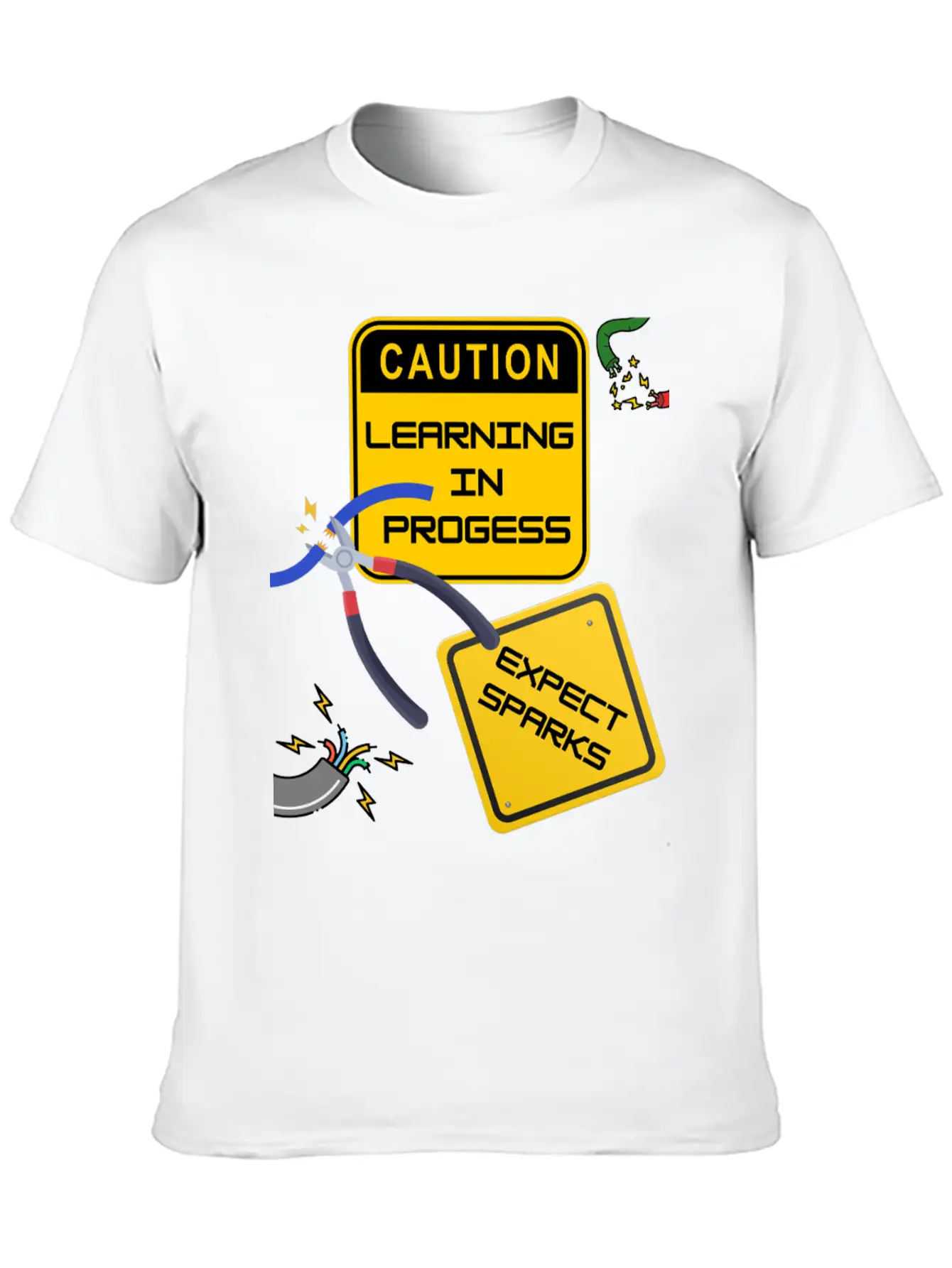 Caution: Learning In Progress ¨C Expect Sparks Basic Graphic T-Shirt ¨C Daily Comfort In Soft Cotton