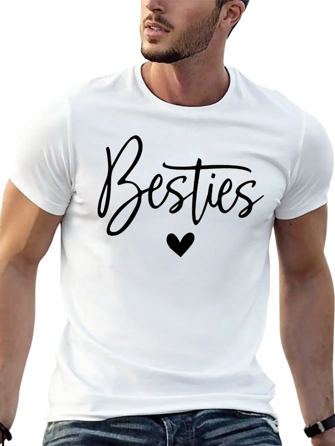 Celebrate Friendship With Besties Heart Design Soft Cotton Short Sleeve Tee ¨C Unisex Wardrobe Staple