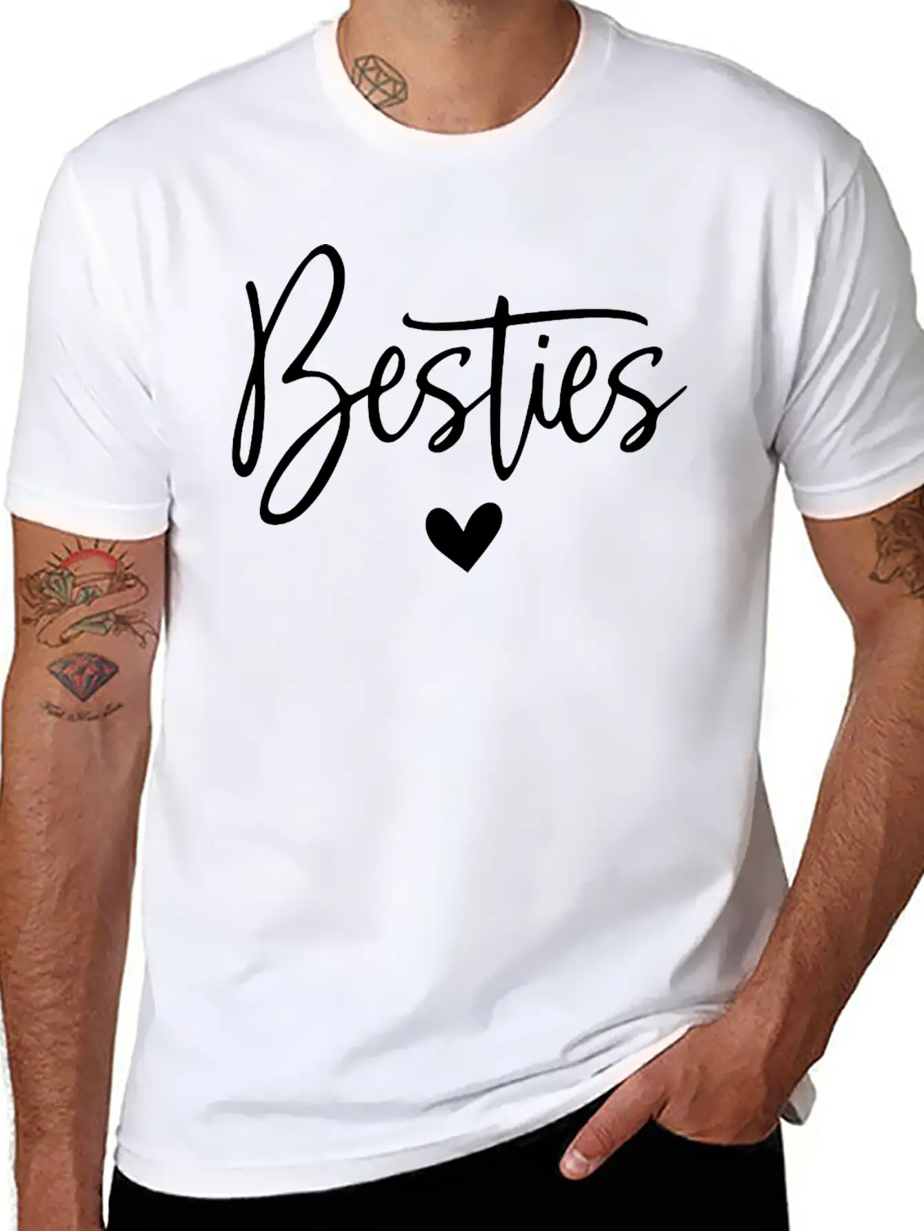 Celebrate Friendship With Besties Heart Design Soft Cotton Short Sleeve Tee ¨C Unisex Wardrobe Staple