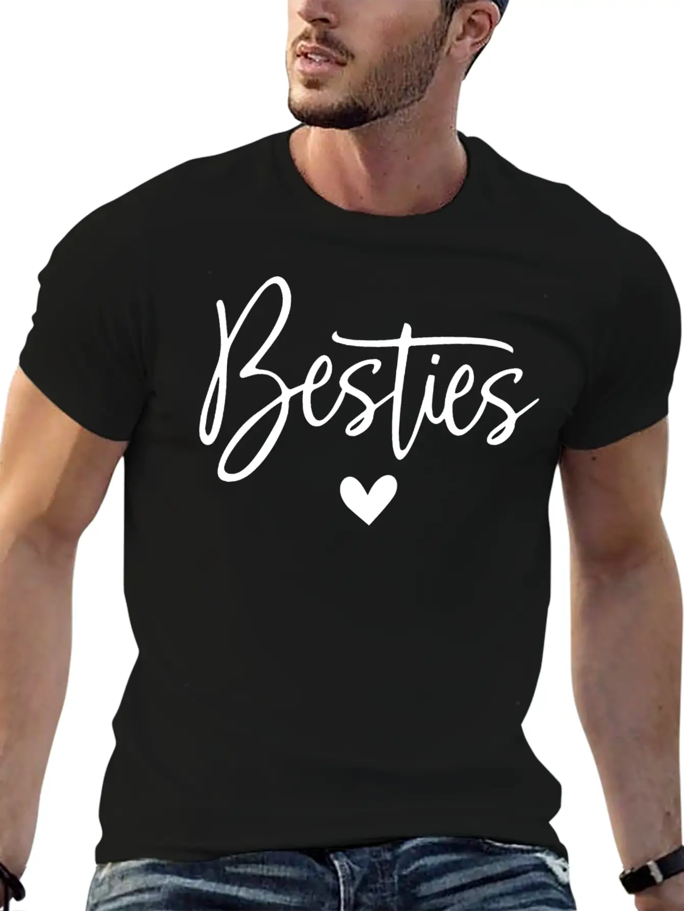 Celebrate Friendship With Besties Heart Design Soft Cotton Short Sleeve Tee ¨C Unisex Wardrobe Staple
